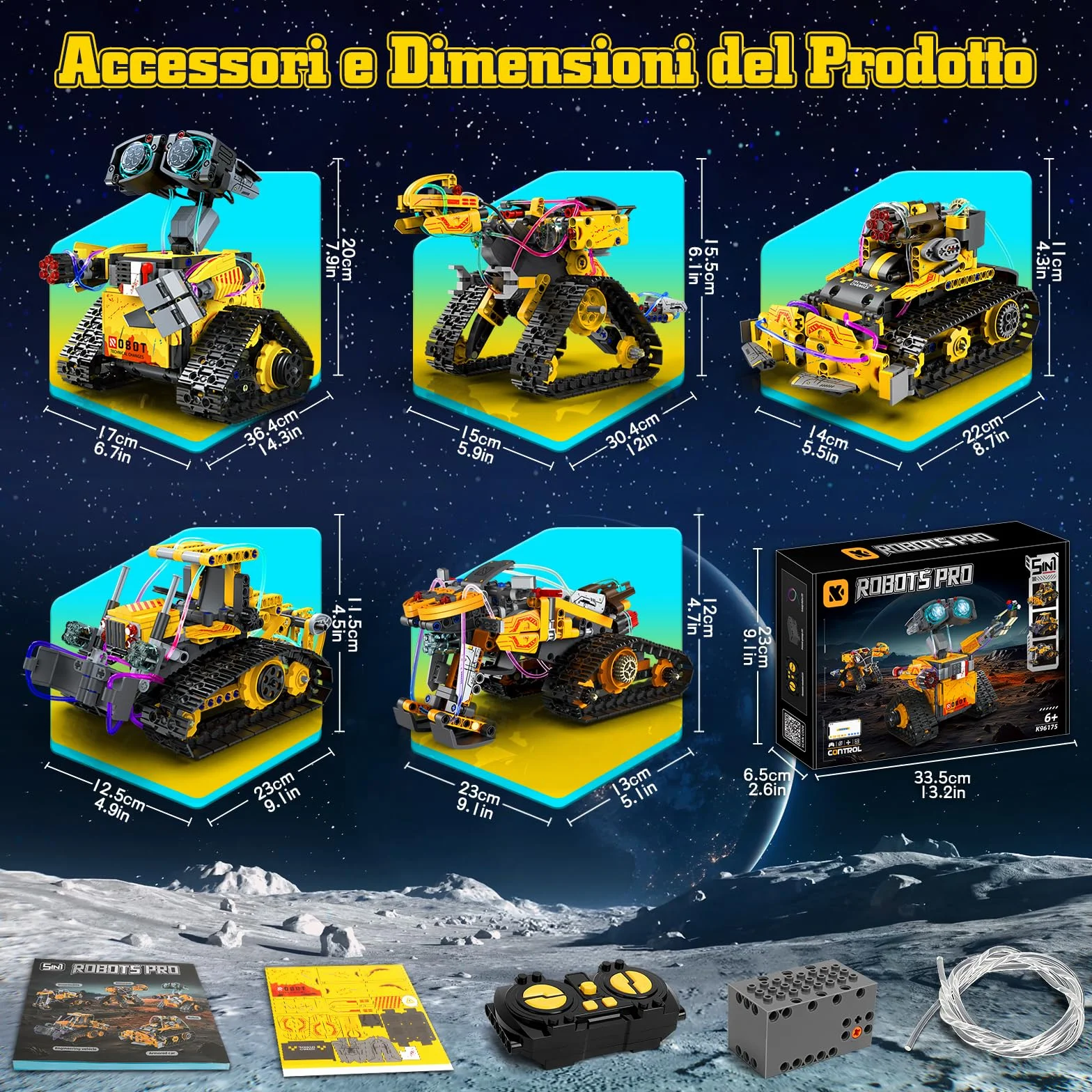 YOOHBERRYS Technic Robot Telecomandati per Bambini, 5-in-1 Kit di Costruzione di Robot Programmabile con App e Telecomando, Regalo Educativo per Ragazzi e Ragazze Dagli 6 ai 12 anni (Giallo)