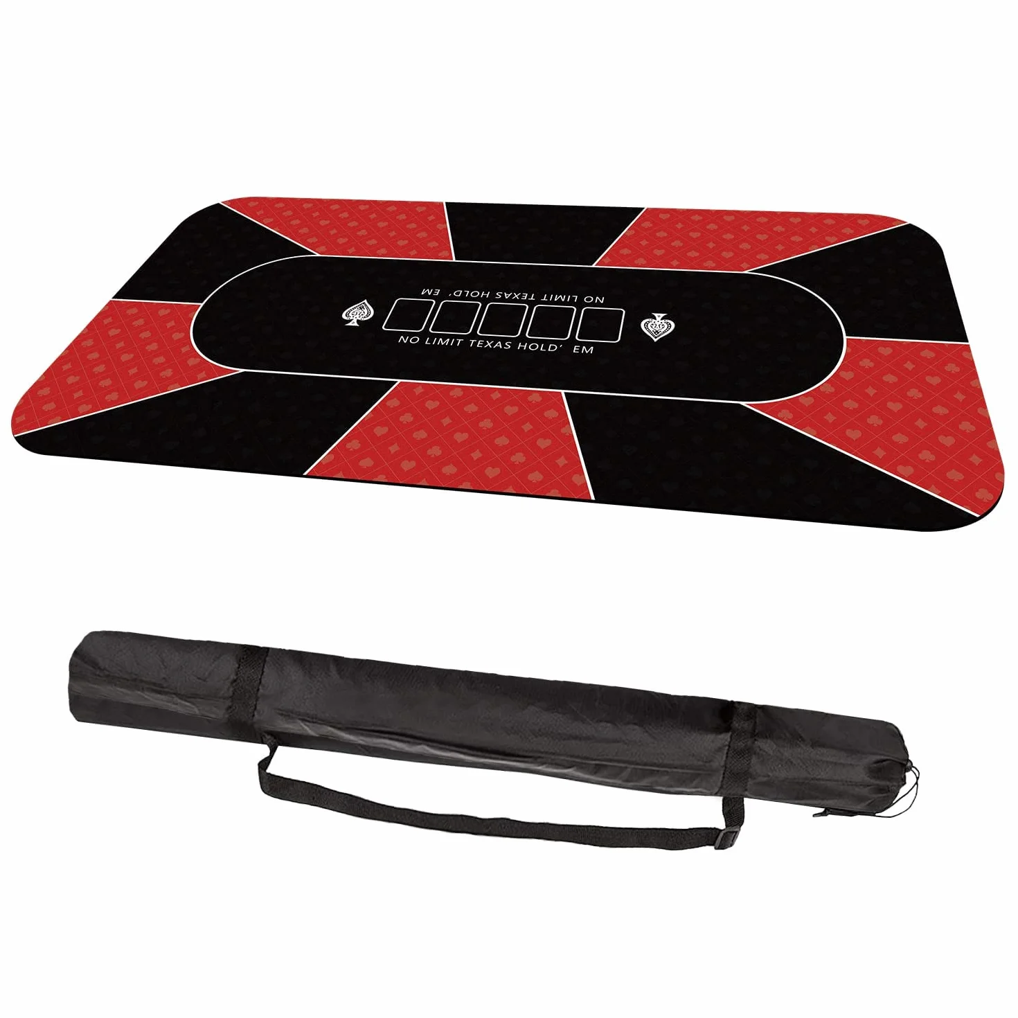 YUZPKRSI Tappetino da Poker 180 × 90cm, Texas Hold’Em Panno da Poker Portatile, Professionale Tappeto da Poker per 10 Giocatori, Layout Superiore del Poker con Borse da Trasporto