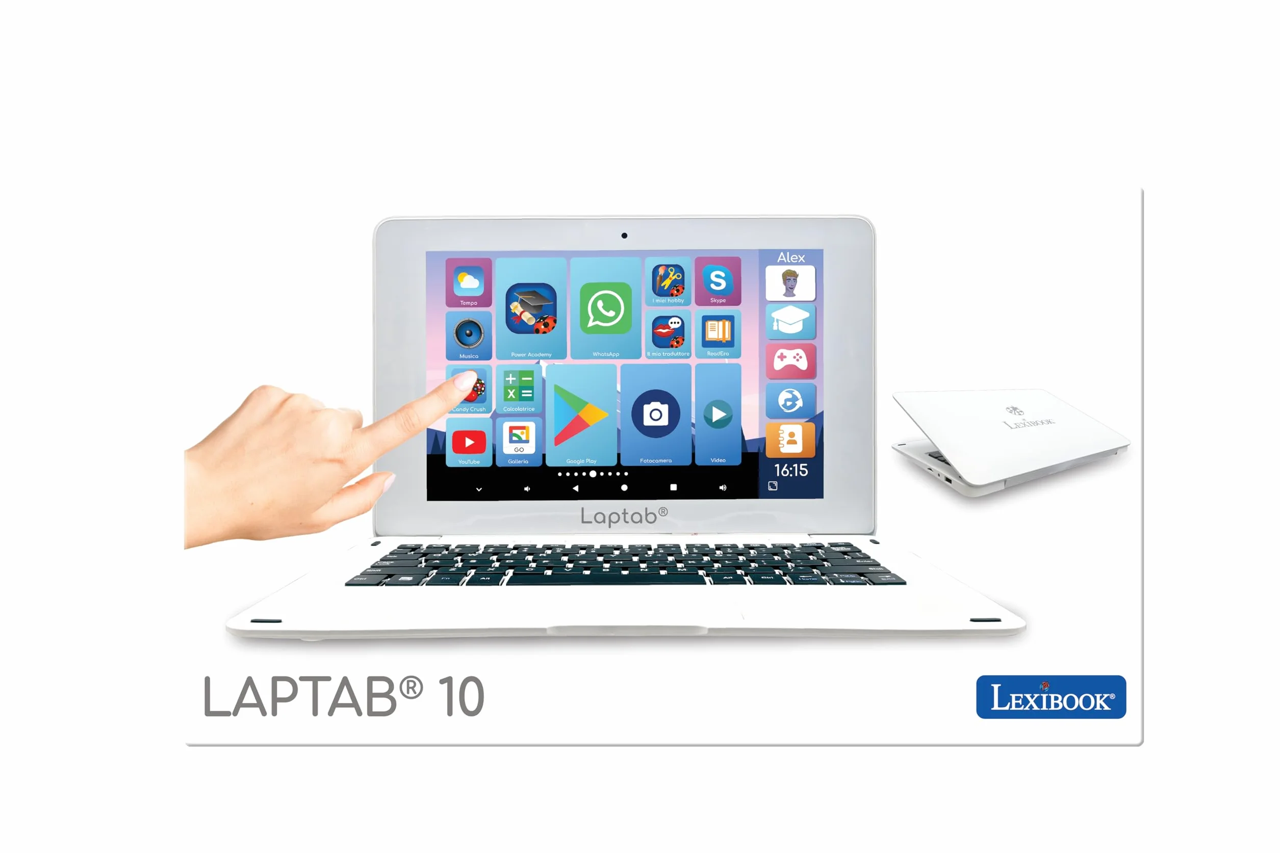 Lexibook LAPTAB® 10, Laptop con touch screen, Progettato per tutta la famiglia, Contenuti educativi e divertenti, Powered by Android™, Controllo genitori, Ultra sottile e leggero, LT10IT