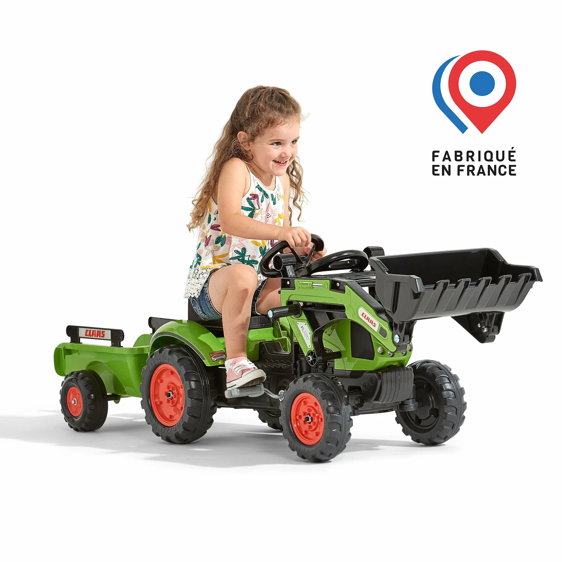 CLAAS Tractopelle Arion 410 avec remorque