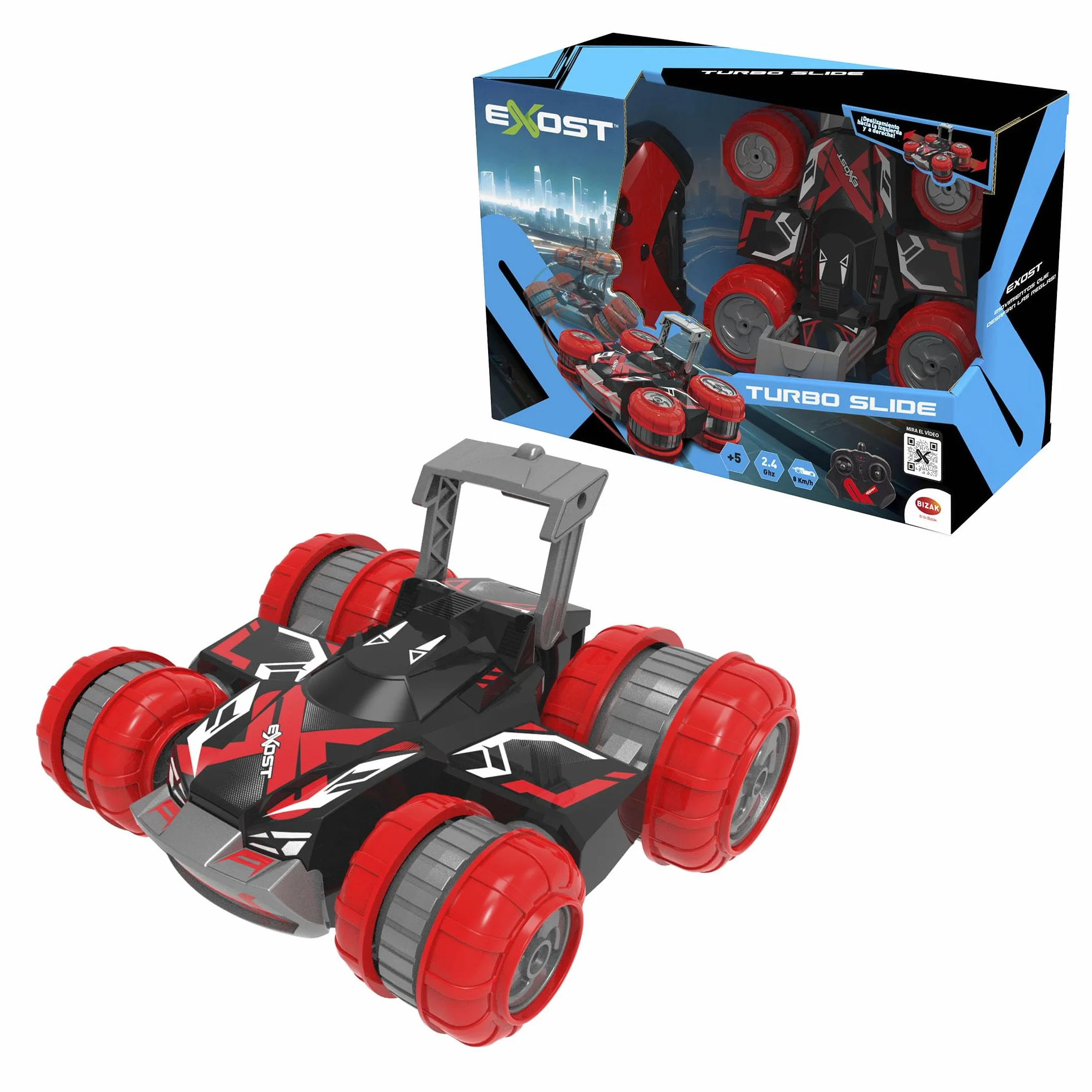 Bizak Exost Turbo Slide, auto acrobatica con ruote girevoli e portata fino a 25 metri + 5 anni (62000271)