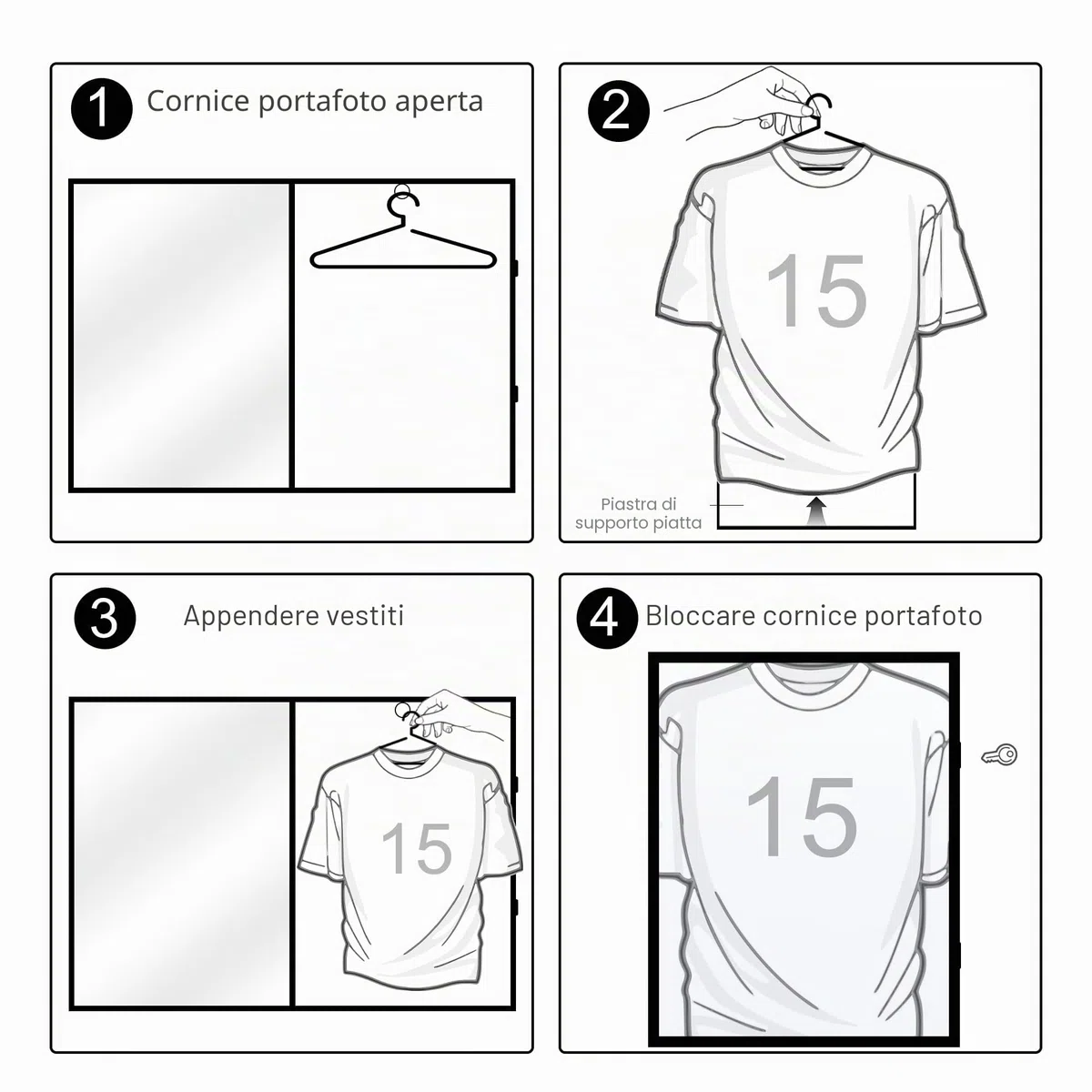 Cornice Espositiva per Maglietta da Calcio - Legno Ingegnerizzato e Acrilico, Kit Cornice per Maglietta da Calcio Adulto Standard Maglietta Sportiva, Maglietta da Rugby, Maglietta di Band