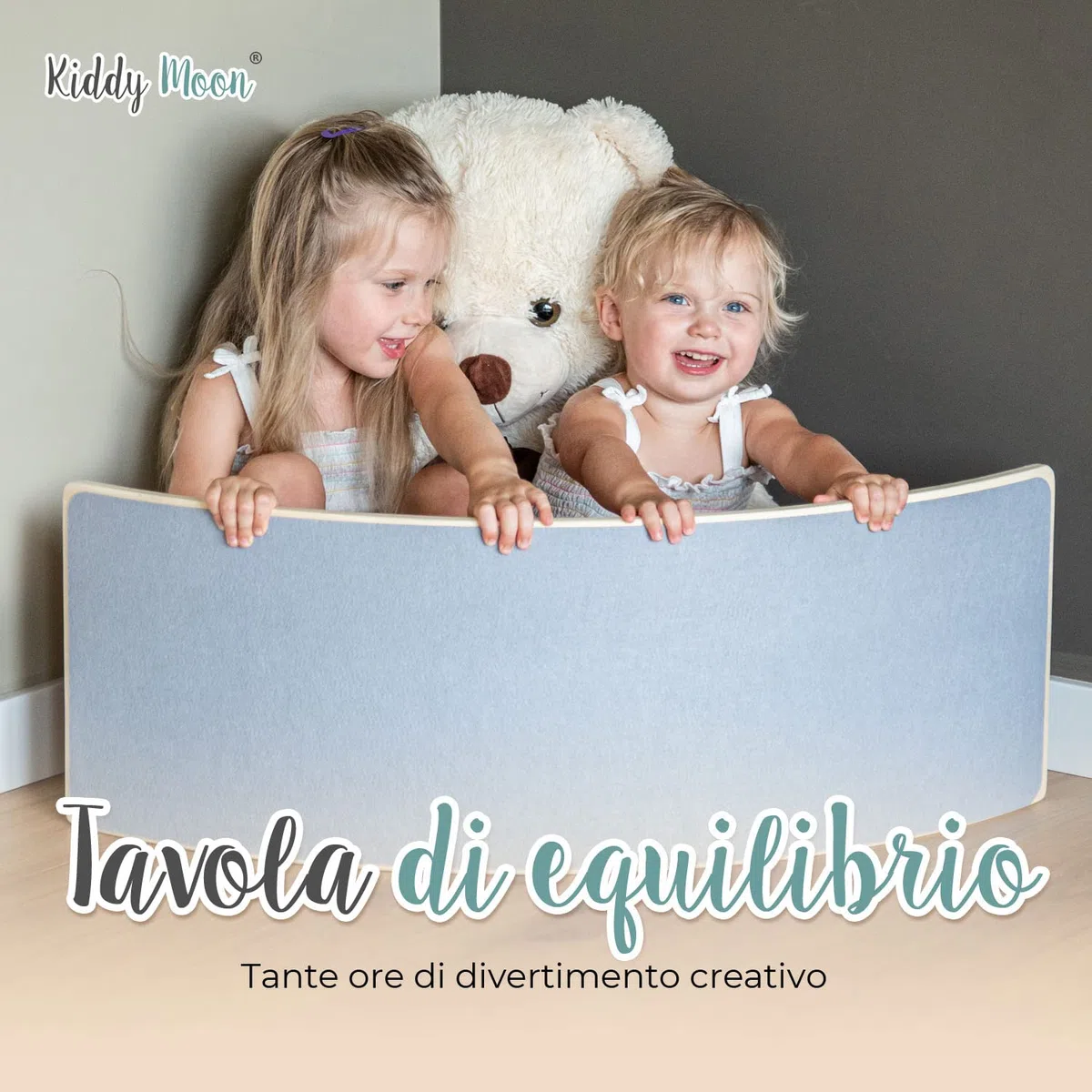 KiddyMoon Tavola Di Equilibrio In Legno Per Bambini Montessori, Rosa