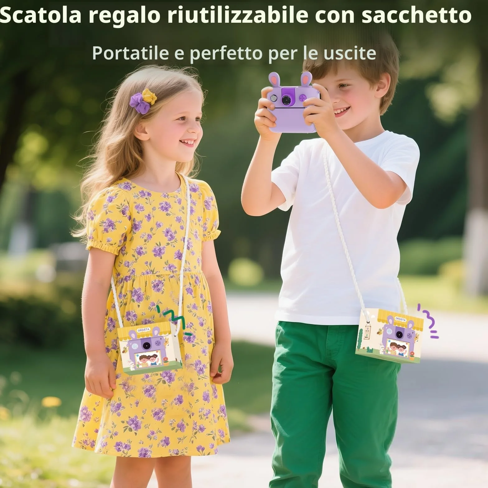 ORGSTA Macchina Fotografica Bambini Istantanea Fotocamera Digitale Stampa Foto dal Cellulare Stampante Fotografica Regali per Bambina Bambino 3-12 Anni