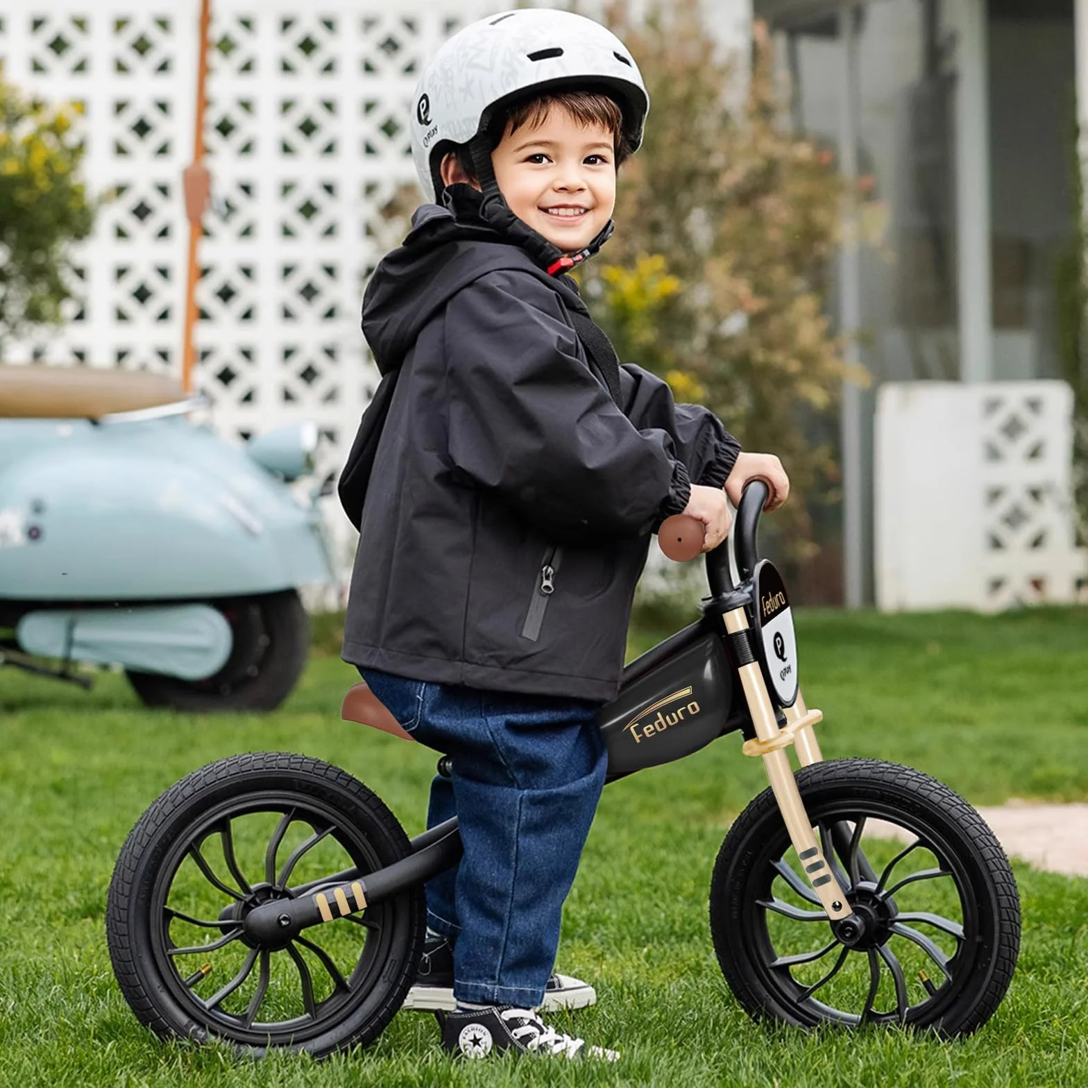 QPLAY Balance Bike Feduro Bicicletta senza pedali per bambini da 3 a 6 anni, bici d'equilibrio con sella regolabile in altezza, ruote da 12 pollici a camera d'aria all terrain, fino 30 kg