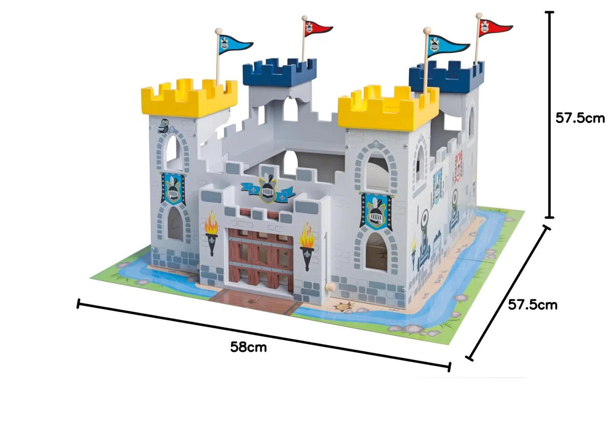 roba Castello dei Cavalieri "3 in 1", Set in Legno, 40 x 58 x 57,5 ​​cm, Grigio
