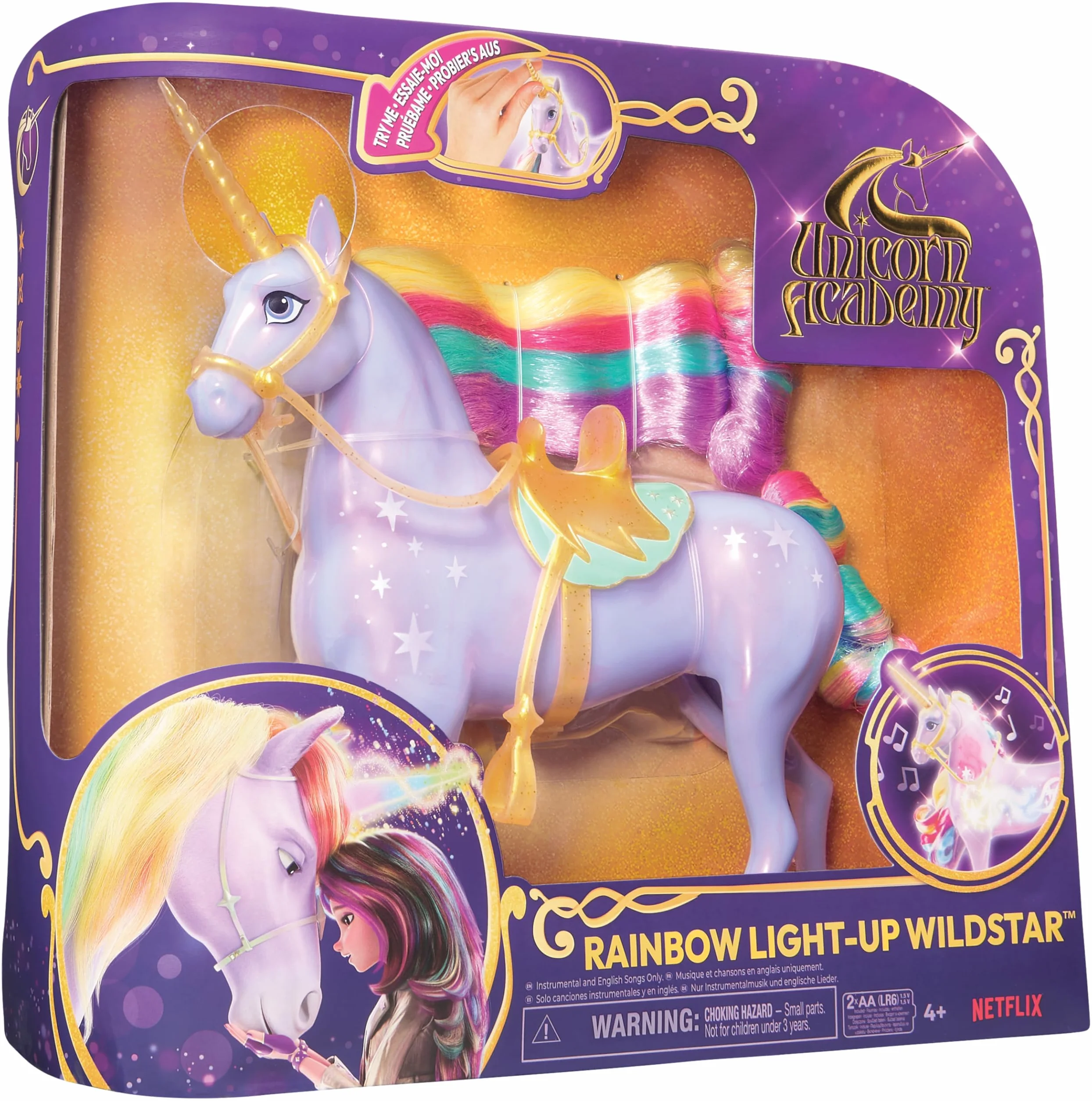 Unicorn Academy, Unicorno Wildstar Interattivo, Magica Luce dell’Arcobaleno, con Luci, Suoni e Musica, per Bambine, 4+ Anni