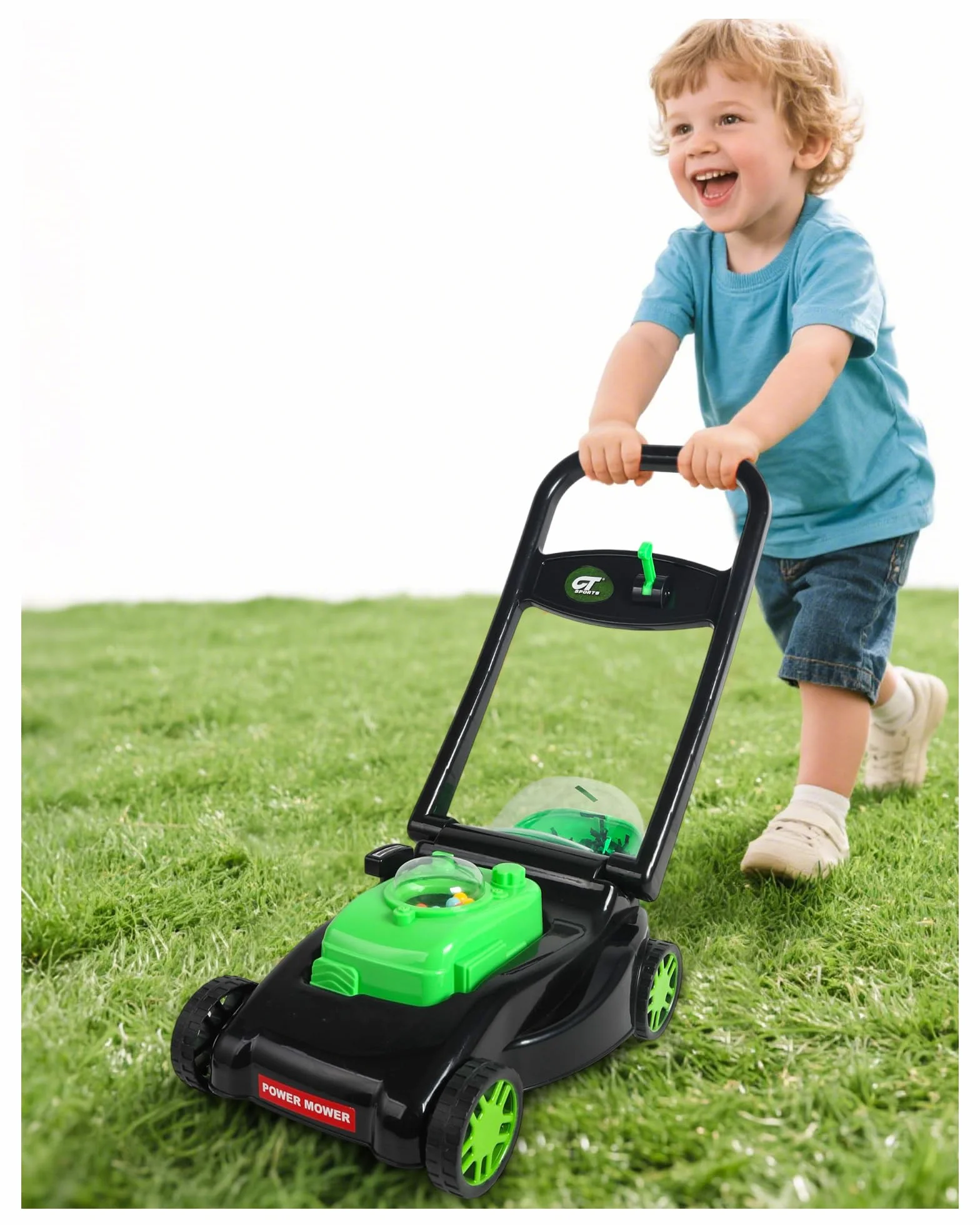 Kids Lawn Mower with Realistic Grass-Cutting Action And Sounds–No Batteries Required | Kids Lawn Mower，Fun Outdoor Push Toy for Kids