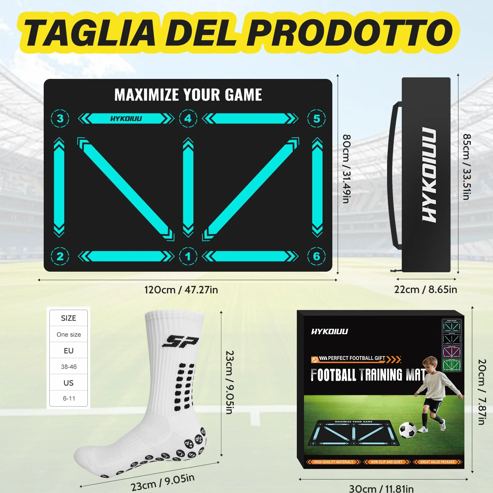 Tappeto Calcio Allenamento con Video Inclusi Tappetino Agilità Accessorio Regalo Bambini