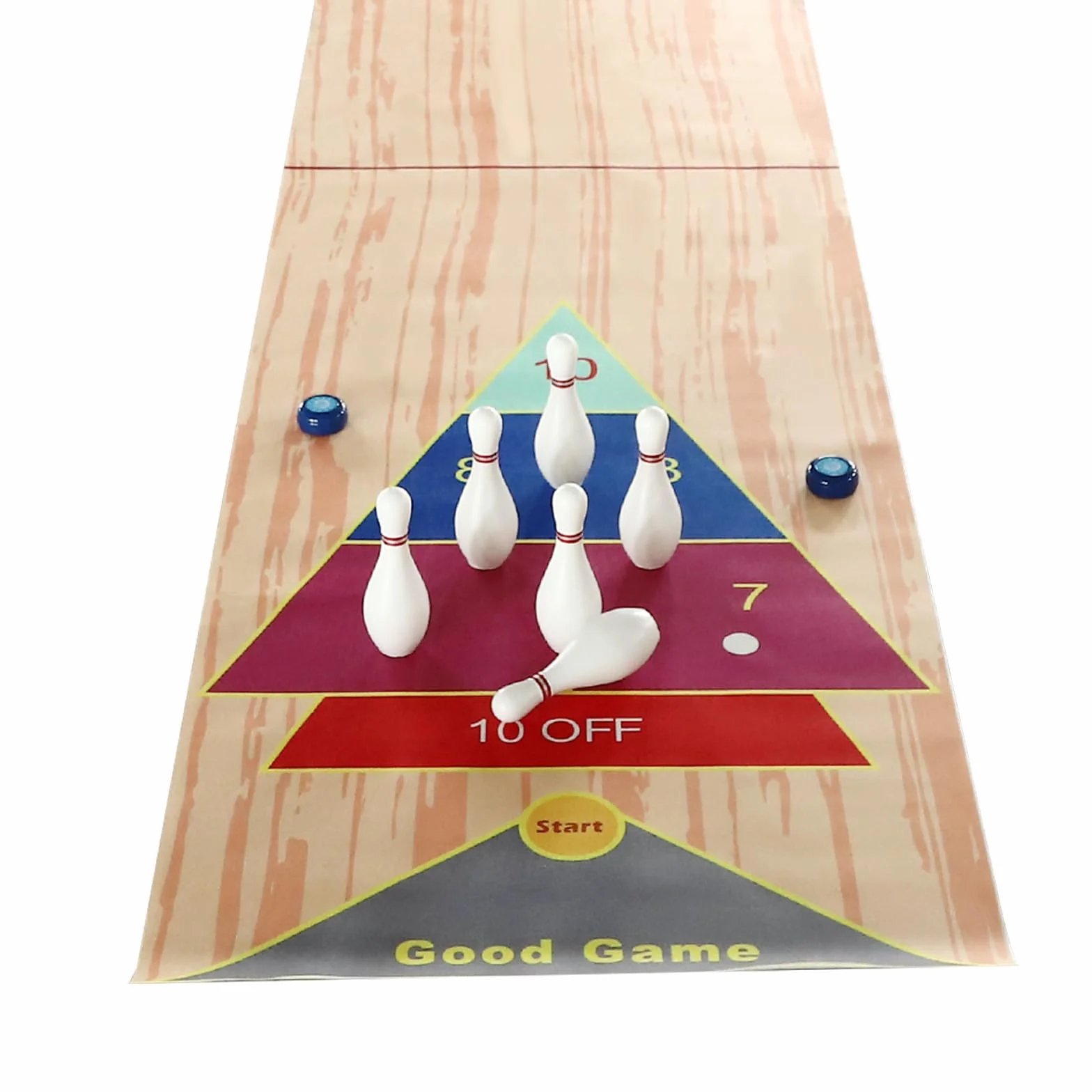 Gioco di quilling 3 in 1, 360 x 57 cm, portatile, gioco di birilli da tavolo, set di birilli da curling con 6 bowling e 2 putter per bambini, per feste di famiglia