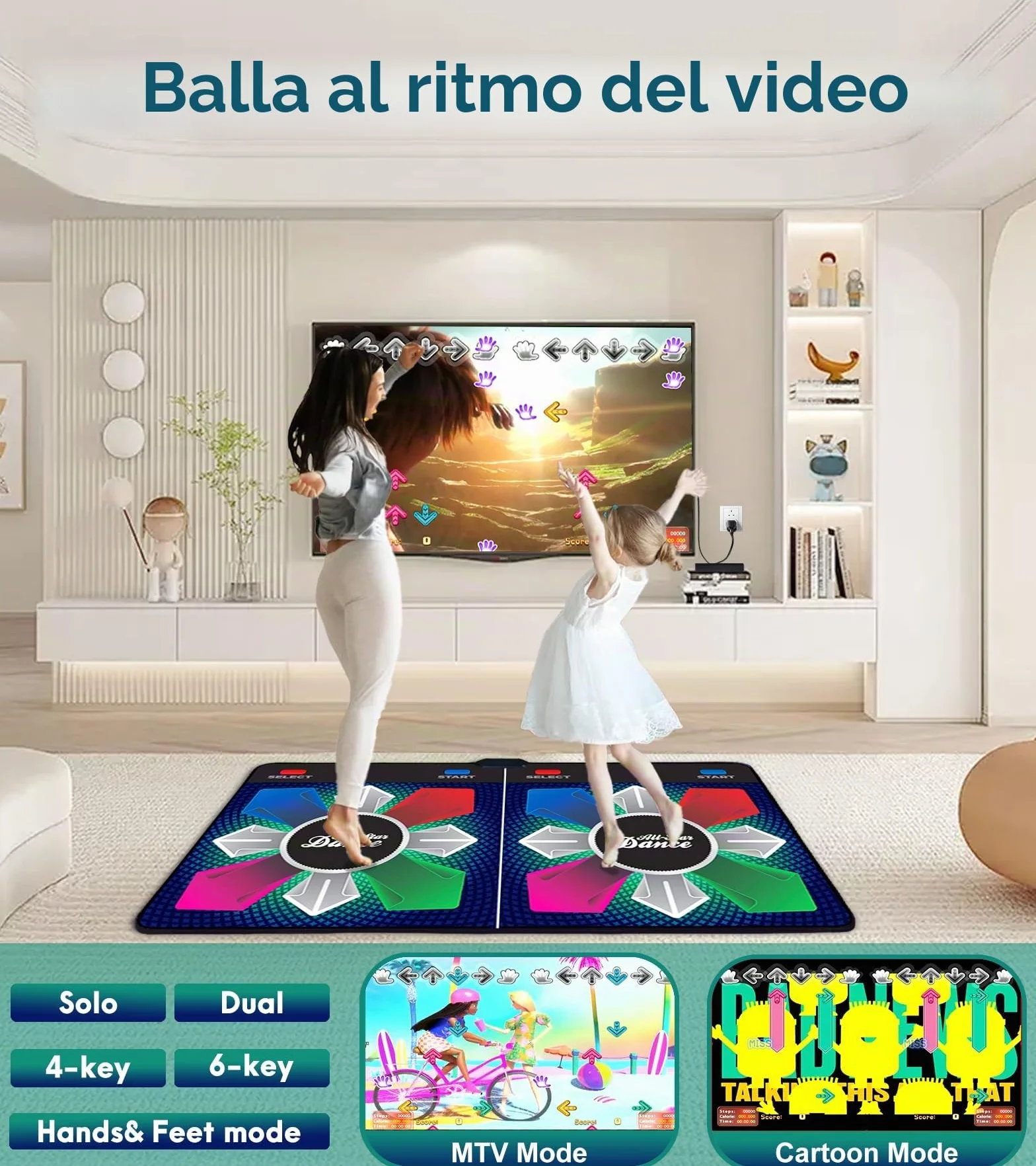 Tappetino da Danza per Bambini, Regalo di Compleanno per Ragazzo e Ragazza, con Sistema operativo Inglese, Plug And Play, Tappetino da Danza con Ricevitore Wireless