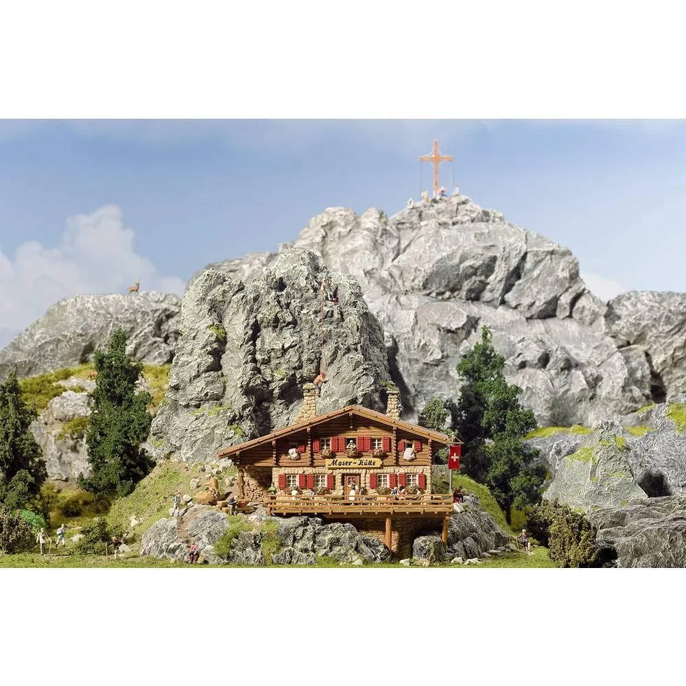 FALLER Highgegebirgshütte Moser-Hütte - Modellino con 274 pezzi 182 x 130 x 120 mm I Modelleisenbahn H0 Berghütte