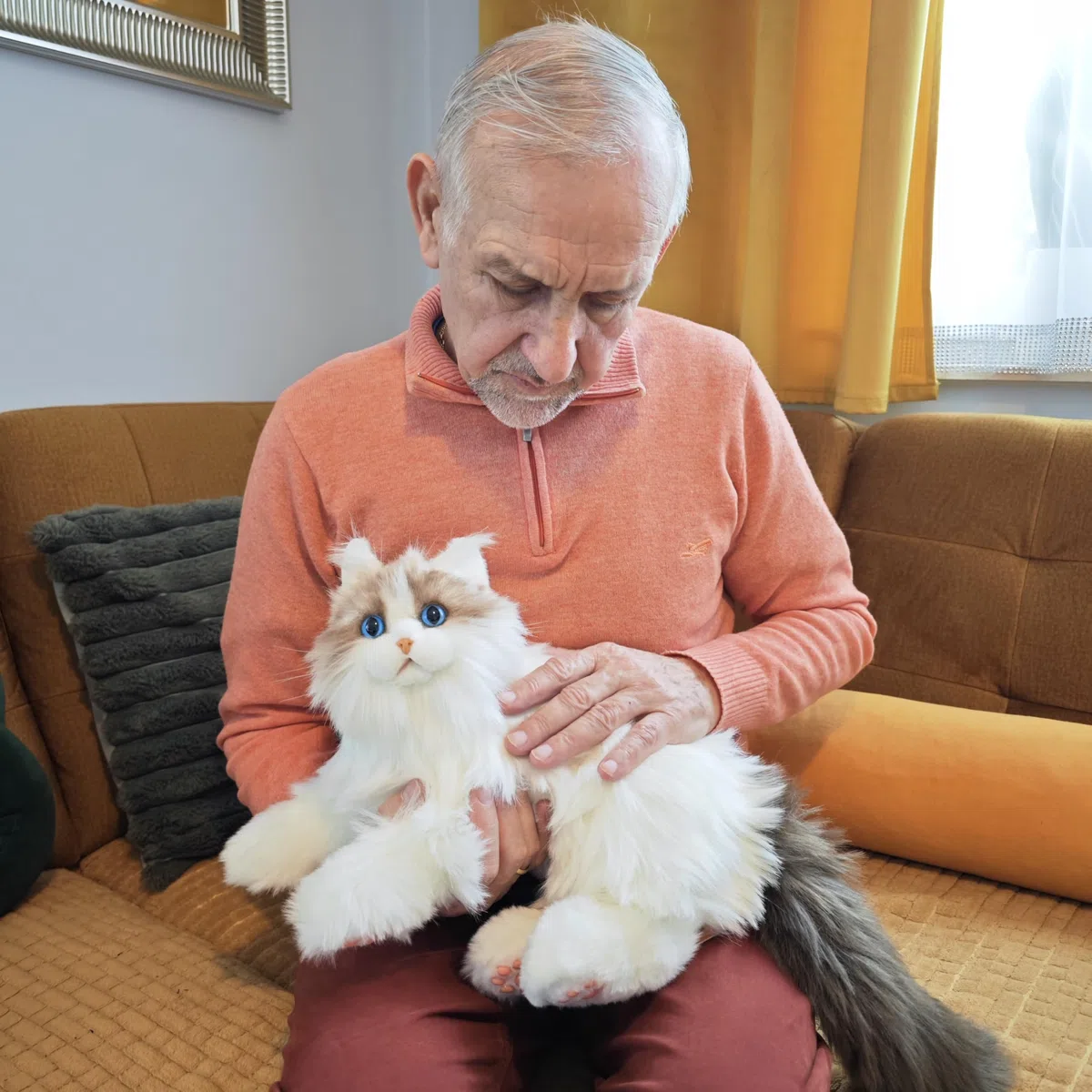 Chongker Robot Gatto Compagno Interattivo Peluche Fatto a Mano con Risposta Vocale Battito Cardiaco Ronzio Realistici Regali