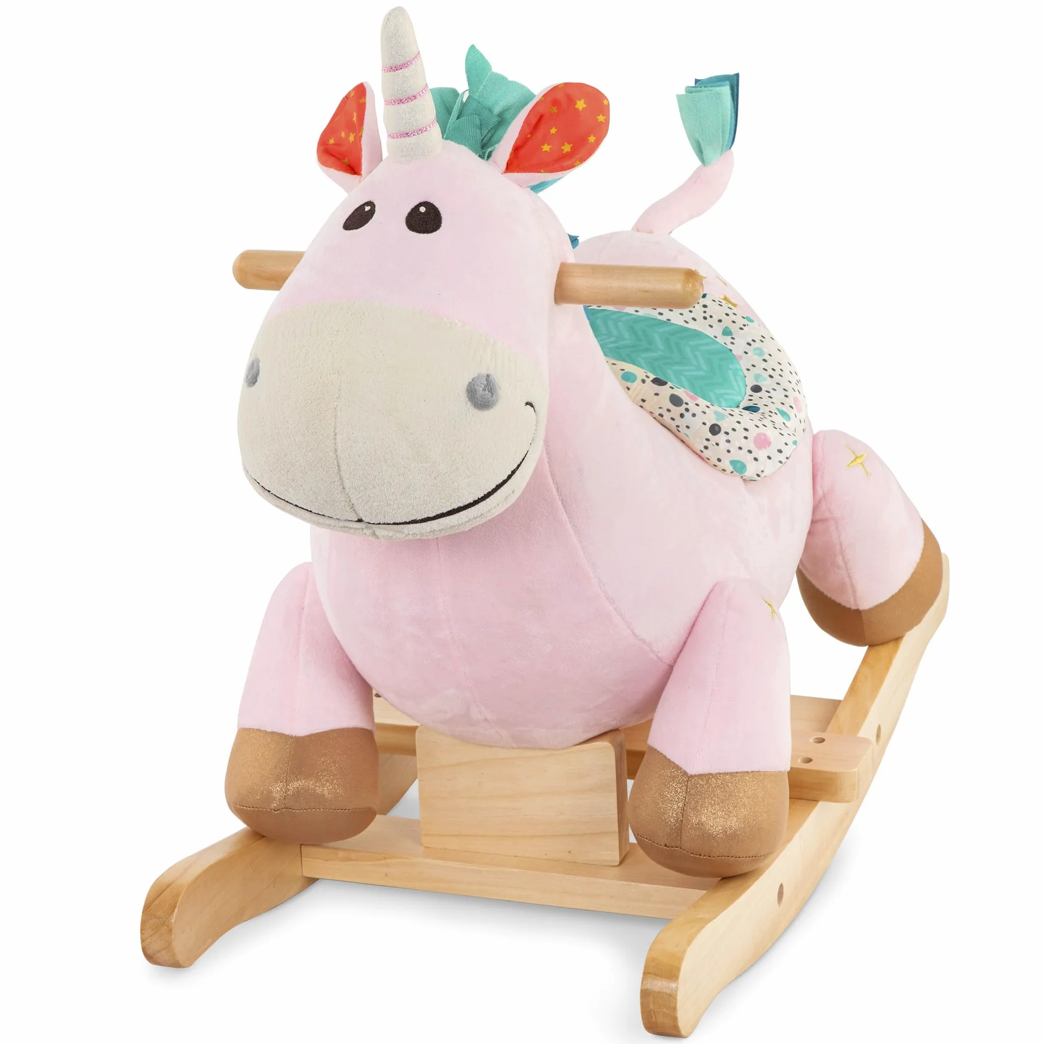B. toys - Rodeo Rocker - Cleo - Unicorno Rocker - Unicorno a dondolo - Cavalcabile in legno - Giocattolo classico per bambini e ragazzi - 18 mesi +