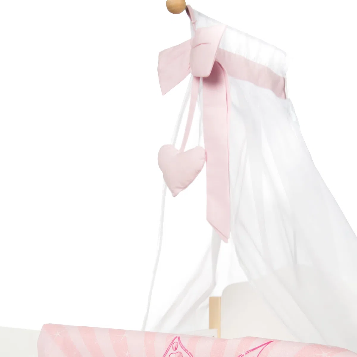 roba Lettino per Bambole Scarlett, Legno, Biancheria da Letto e Baldacchino, Bianco