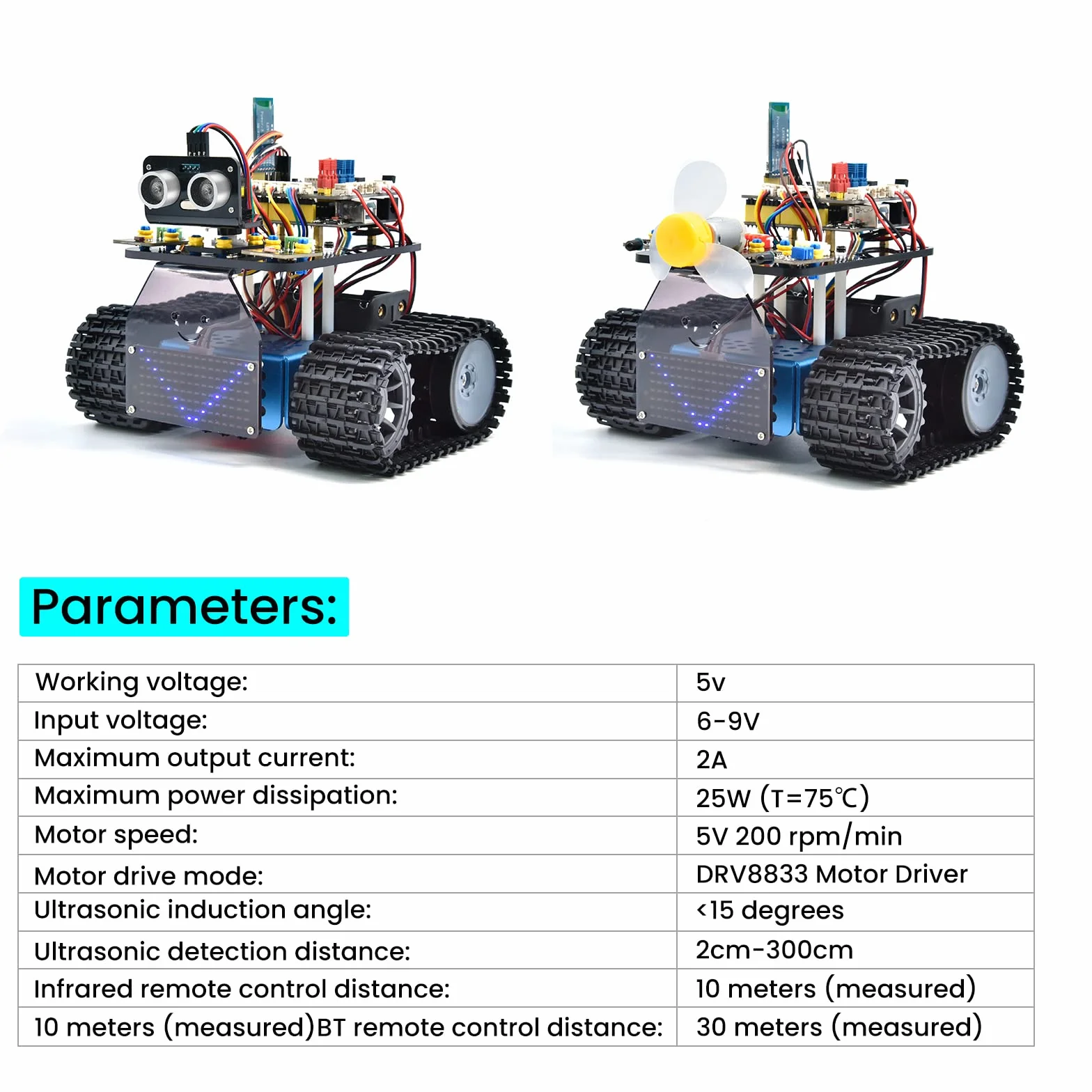 KEYESTUDIO Kit serbatoio robot intelligente per Arduino IDE, kit di costruzione elettronica con UNO R3, sensore a ultrasuoni, ecc. Robot di programmazione fai-da-te STEM educativo per 14+ adolescenti