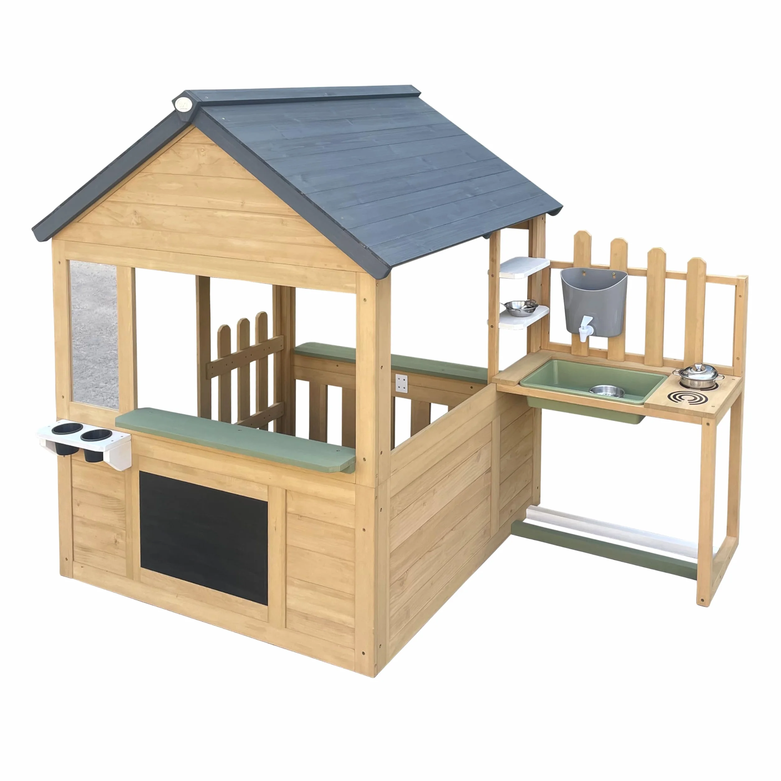 AXI Lizz Casetta per bambini in legno Marrone/Antracite con cucina giocattolo integrata