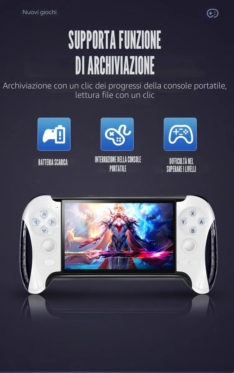 4,3 pollici Console di Videogiochi Portatile Design per Impugnature Creative Emulatori Multipli Output TV MP4/MP3/E-book Puzzle Casuale Retrò Videogiochi Regali di Compleanno/Vacanze