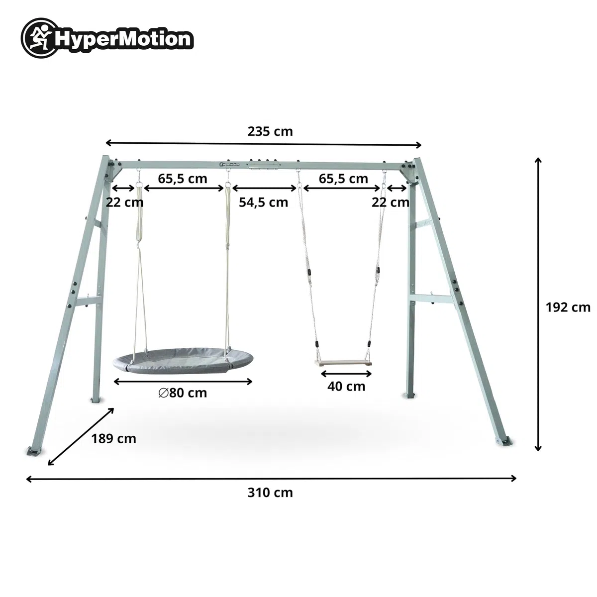 HyperMotion Altalena da Giardino 3-in-1 per Bambini e Adulti - Set con Dondolo, Nido Cicogna, Amaca - Struttura Acciaio Regolabile 180kg
