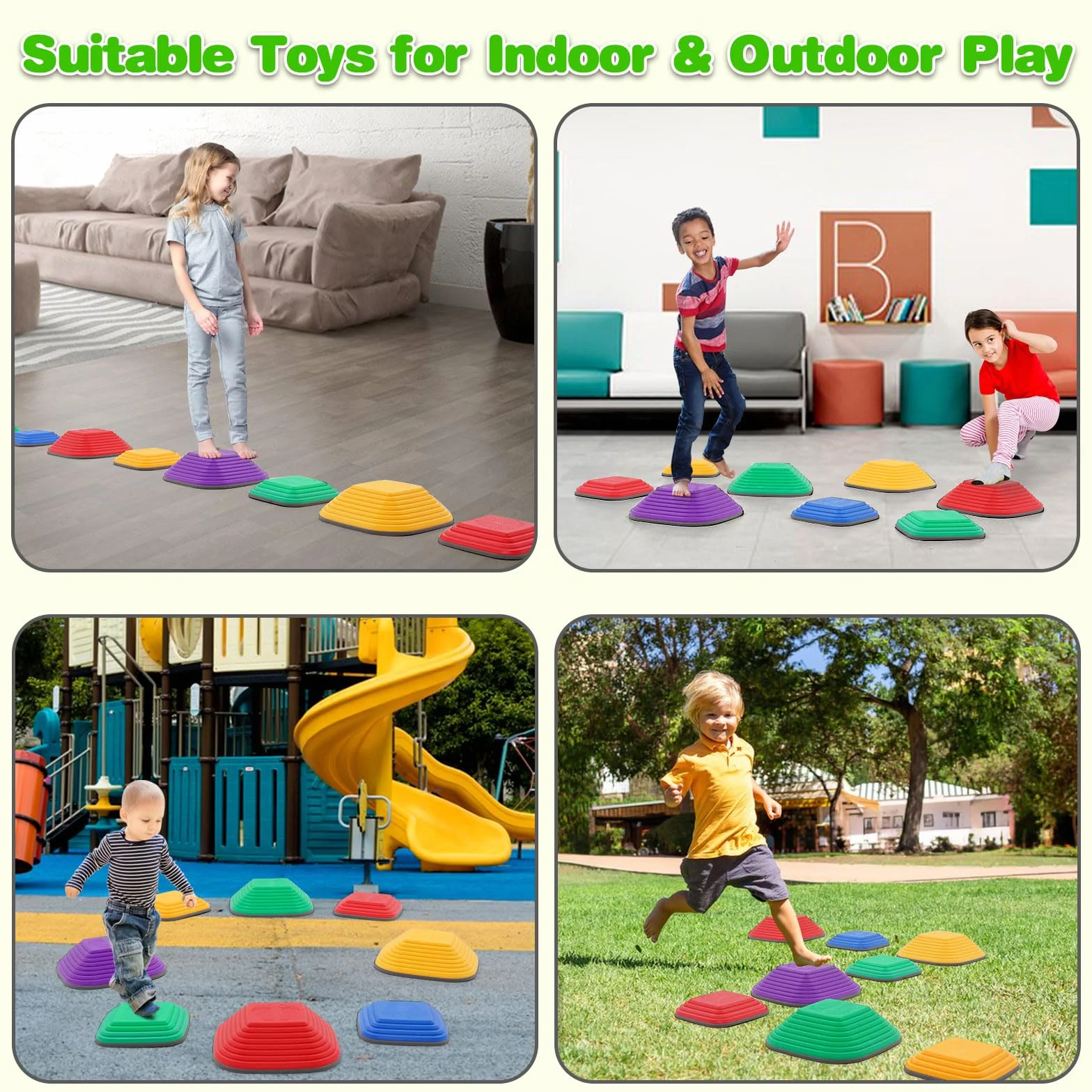 Pietre di Bilanciamento Bambini 8PCS Stepping Stones Psicomotricità Equilibrio Impilabili Antiscivolo Percorsi Ostacoli Interni Esterni