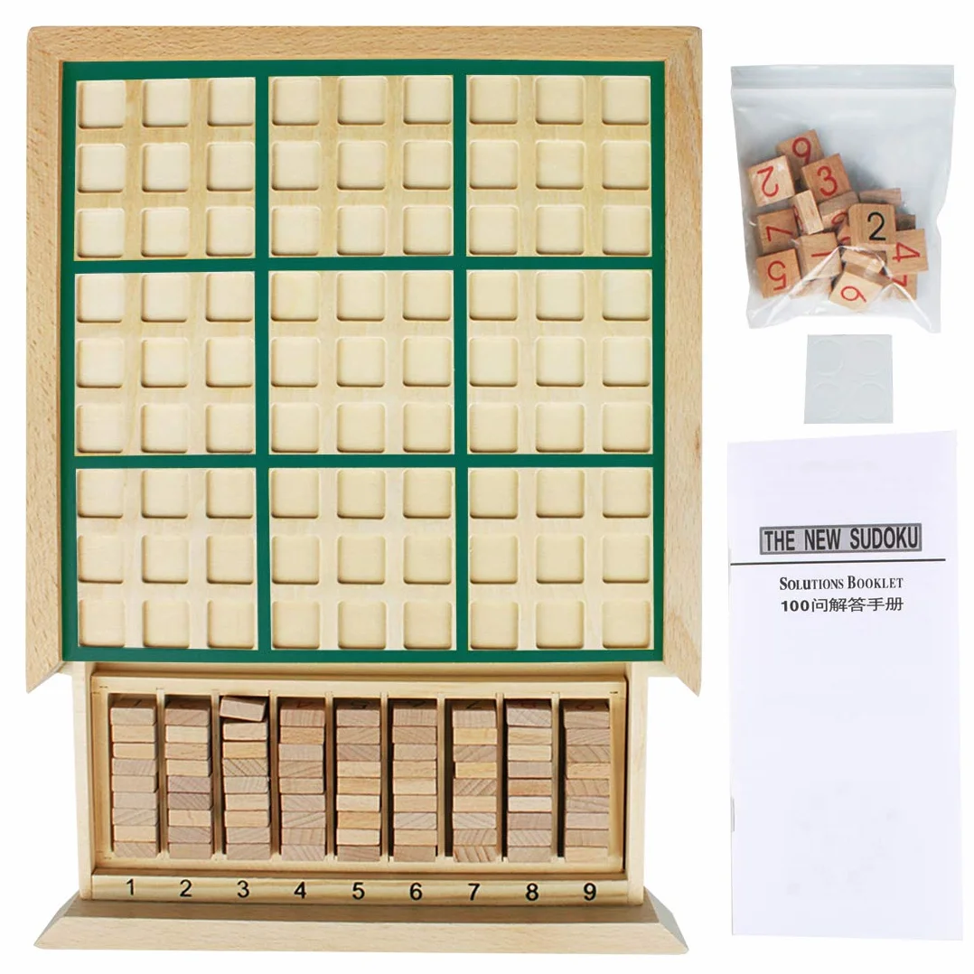 Andux Zona Legno Sudoku Tavola Giochi Con Cassetto SD-02 (Verde)