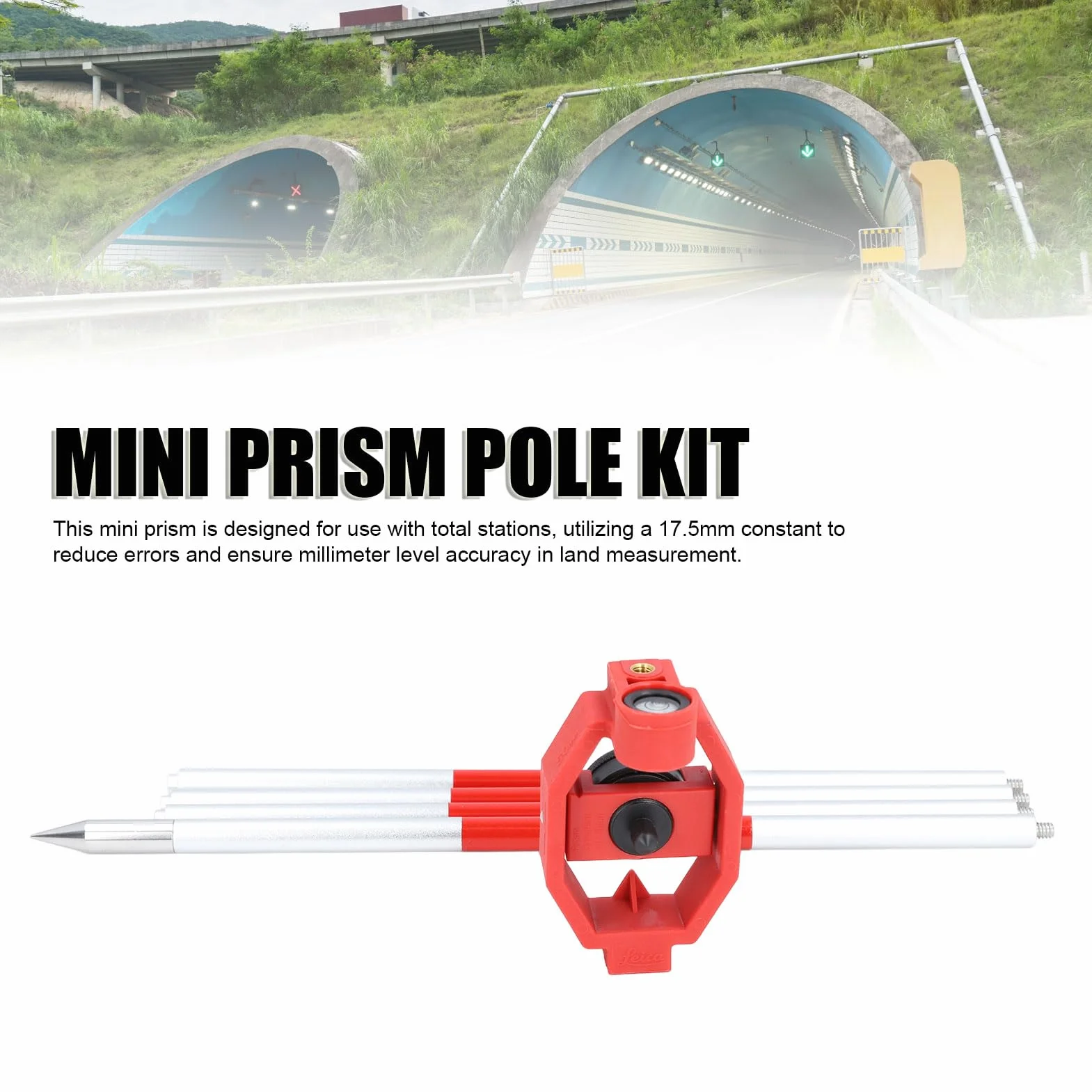 Kit Mini Asta Prisma Diametro Effettivo 25,4 Mm Prisma Topografico Stazione Totale Costante 17,5 Mm per Strumenti di Misurazione