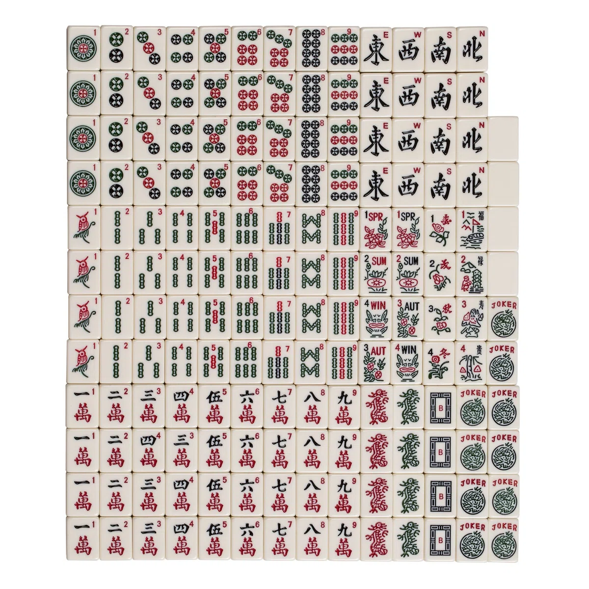 Yellow Mountain Imports Americana Mahjong Set 166 Tile Kompletny Zestaw z Akcesoriami