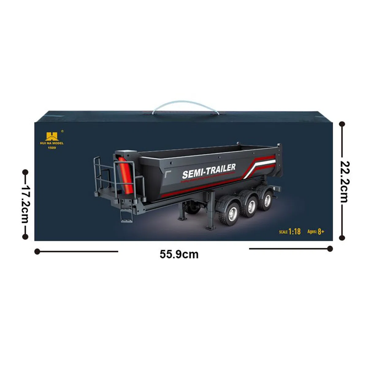 TOUCAN RC HOBBY HUINA 1/18 Elettrico Sollevamento Telecomando Semi-Dump Rimorchio per RC Trattore Camion 1501 Supporto Luce Posteriore Gamba Nessun Sistema Suono per Adulti Forte Modello Avanzato