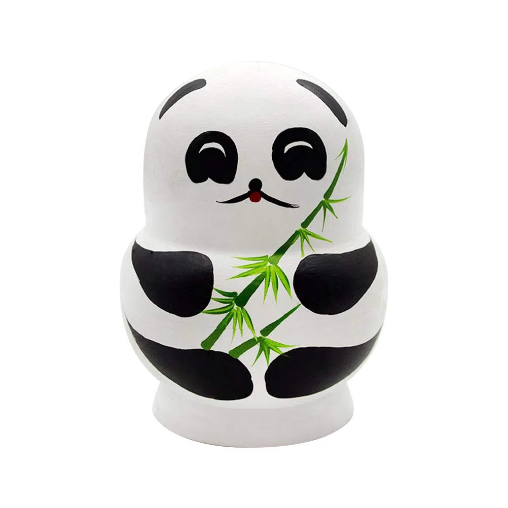 Bambole Russe Matrioska 10 Pezzi Fatte a Mano in Legno con Motivi Panda Regalo Natale Compleanno
