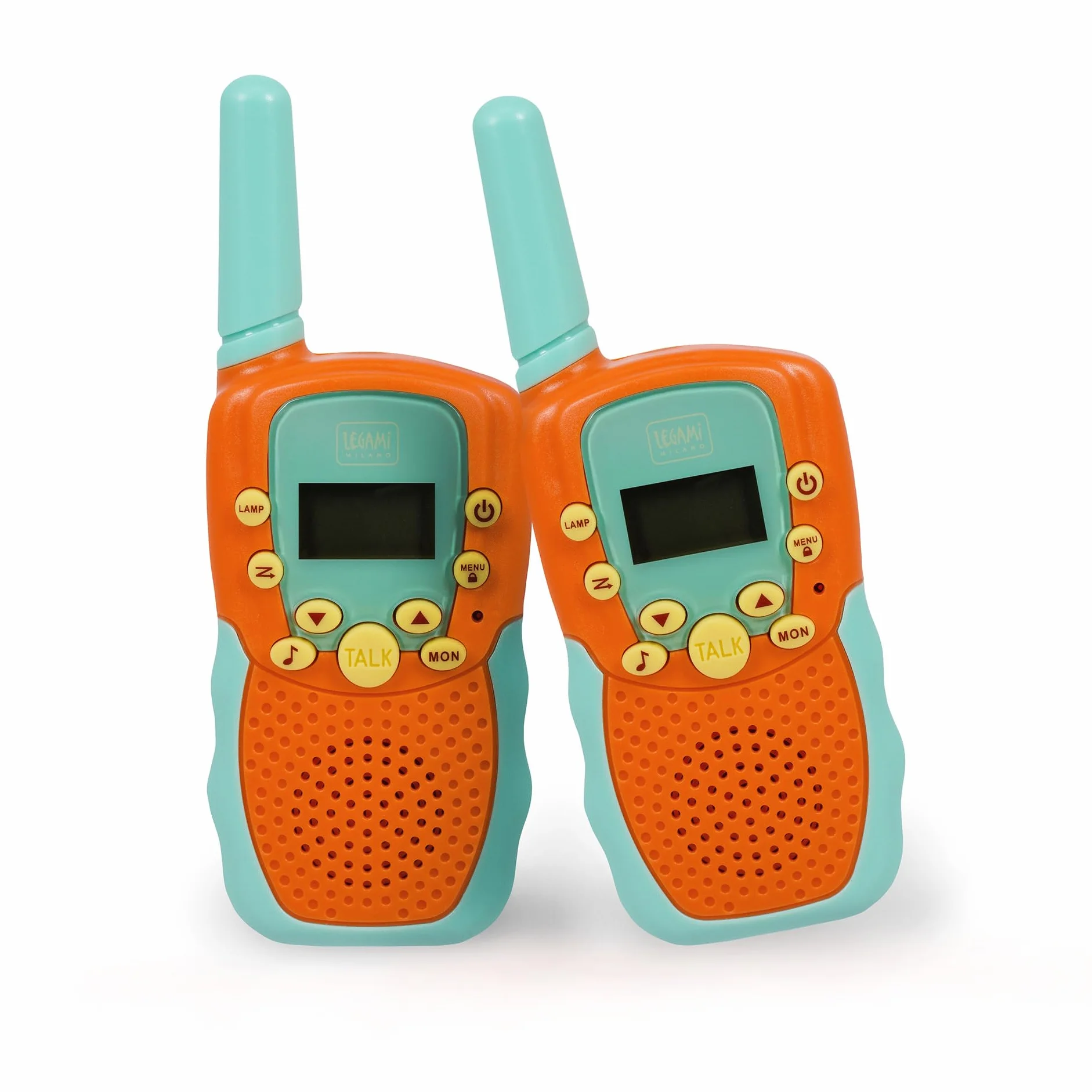 Legami - Set di 2 Walkie Talkie, Ricetrasmittenti con 8 Canali, Trasmettono fino a 3-5 km in Spazio Aperto, Volume Regolabile, Radio per Comunicare a Distanza, Ideal Regalo, 4 x 14 x 2 cm