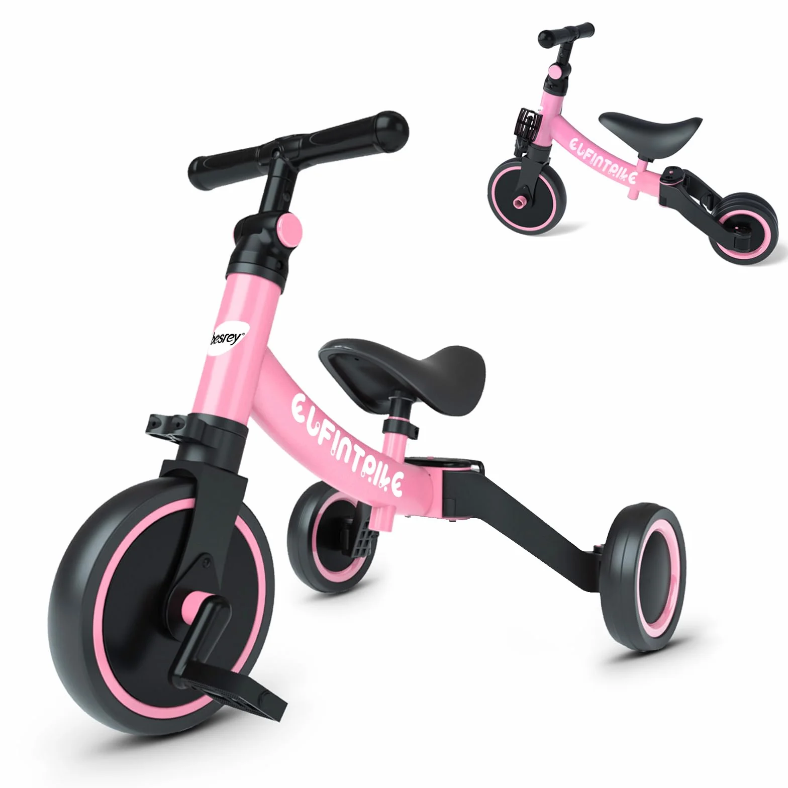 Besrey Tricicli 5 in 1 Triciclo per Bambini da 1 a 5 Anni, Rosa
