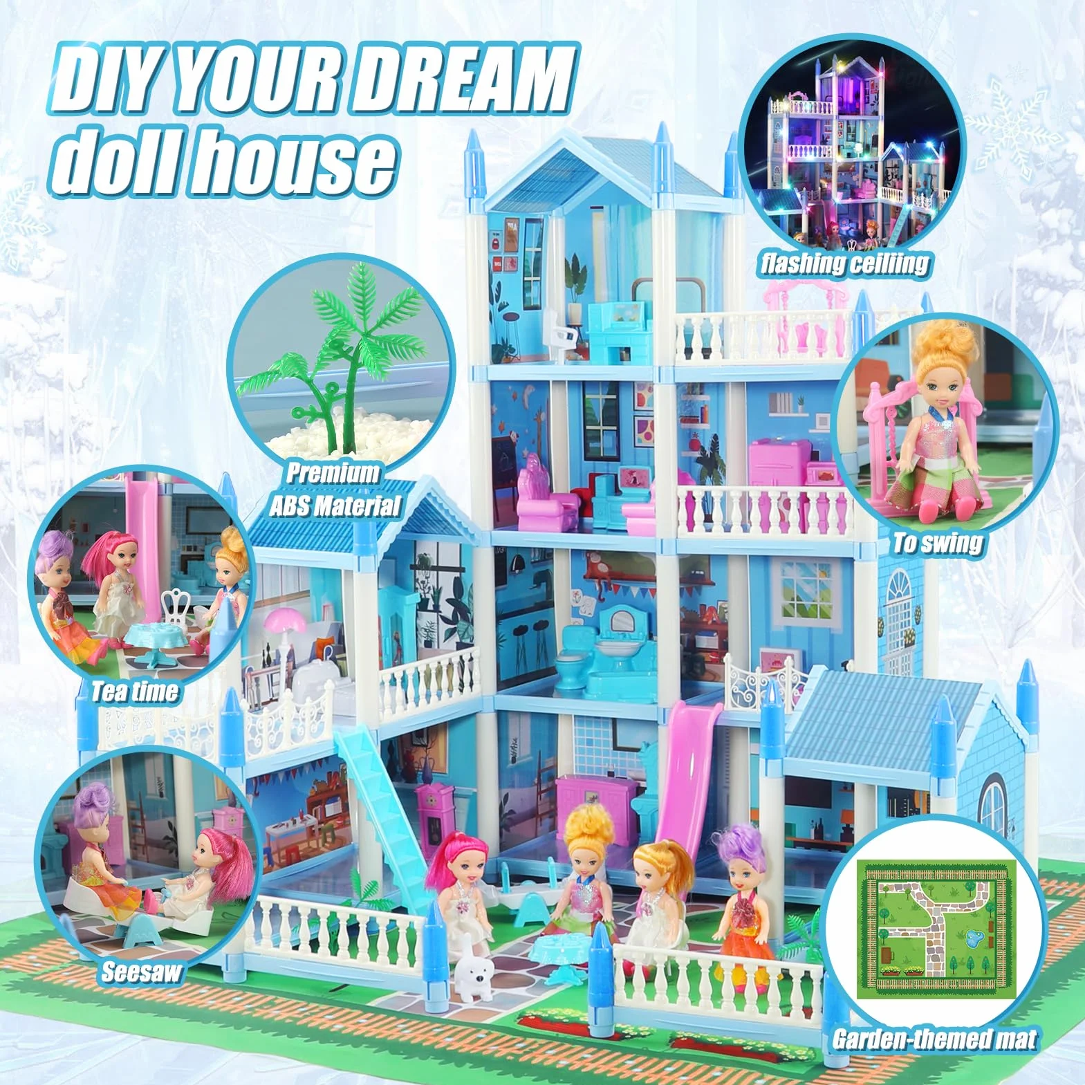 Casa dei Sogni con Bambola e Luci,Regalo Bambina 3-7 Anni Giocattoli,Casa delle Bambole Giocattoli per Ragazze