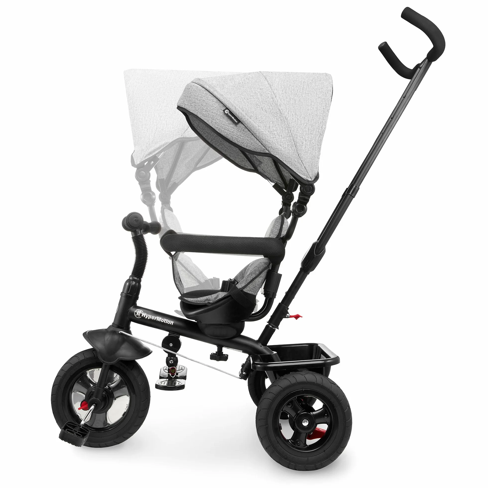 HyperMotion Triciclo Pieghevole per Bambini 1-4 Anni con Manubrio per Genitori - Bicicletta Evolutiva fino a 20kg - Monopattino Bambino Regolabile con Struttura Ergonomica, Grigio