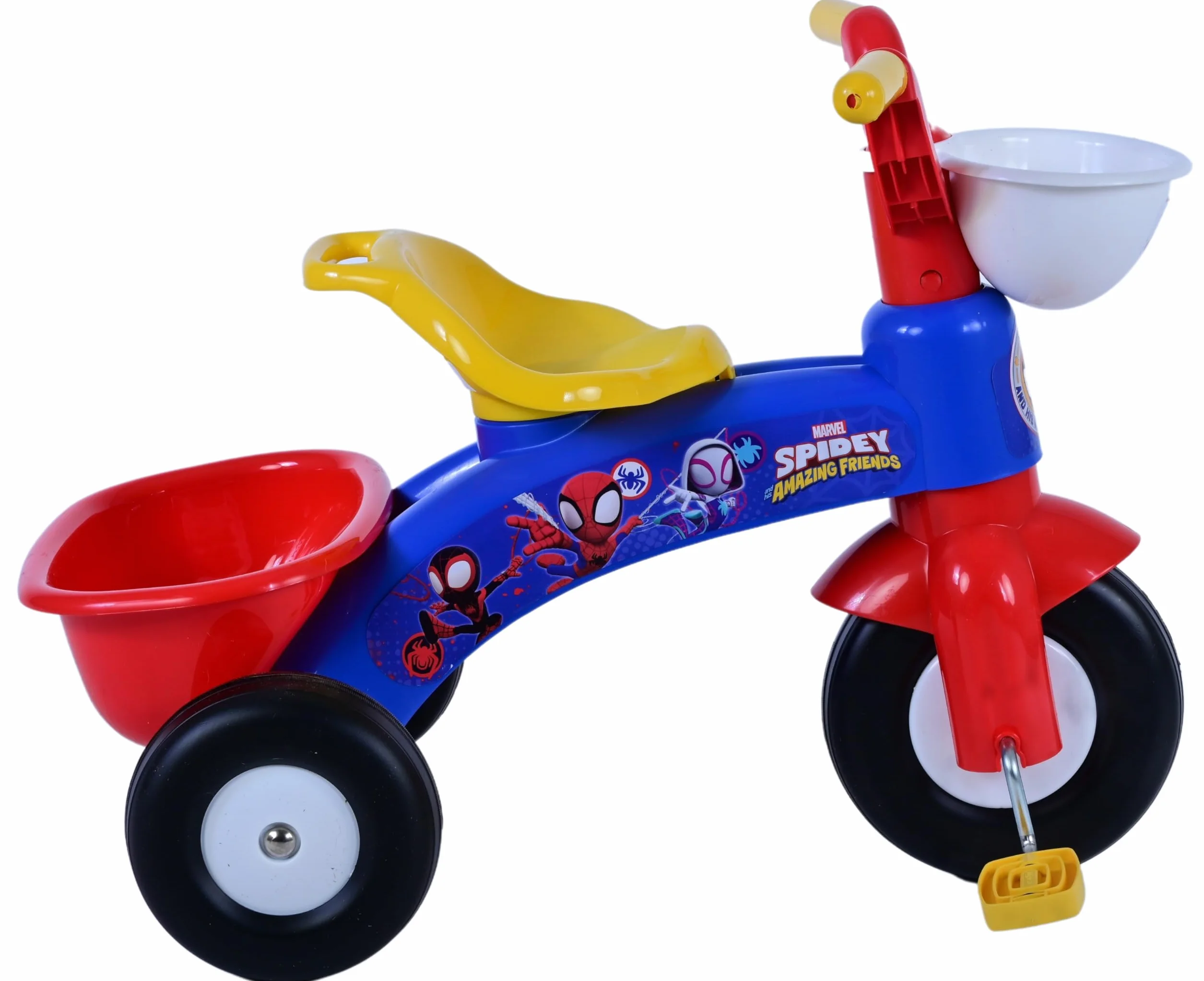 Triciclo primo passi Spidey con cestino e portagiochi per bambini a partire da 1 anno di età