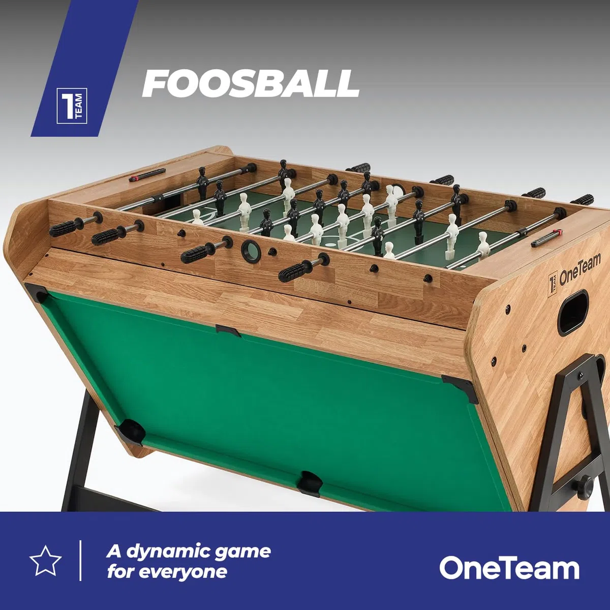 OneTeam FunArena 3in1 – Tavolo da gioco: calcio balilla, biliardo, air hockey; multifunzionale, stabile, compatto con campi di gioco intercambiabili, ideale per casa, sale comuni e stanze di gioco