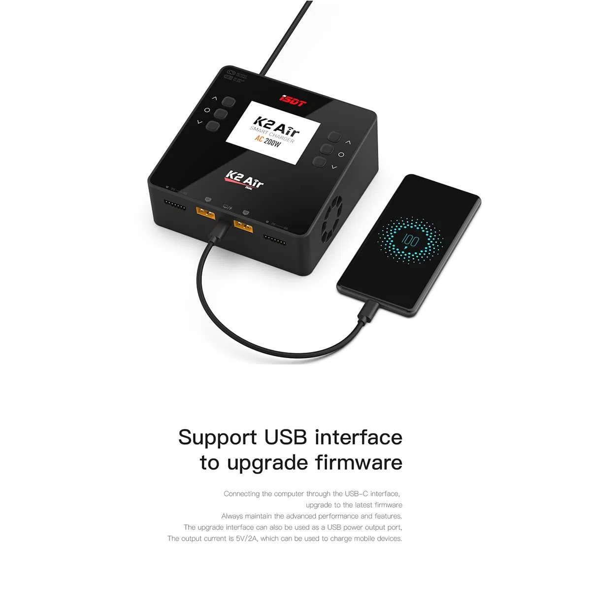 ISDT K2 Caricabatterie Lipo Scaricatore bilanciamento AC 200W DC 500Wx2 Dual per modelli RC Caricatore astuto dell'equilibrio della batteria dell' hobby RC LCD 1-6S Li-ion Life NiCd NiMH LiHV PB