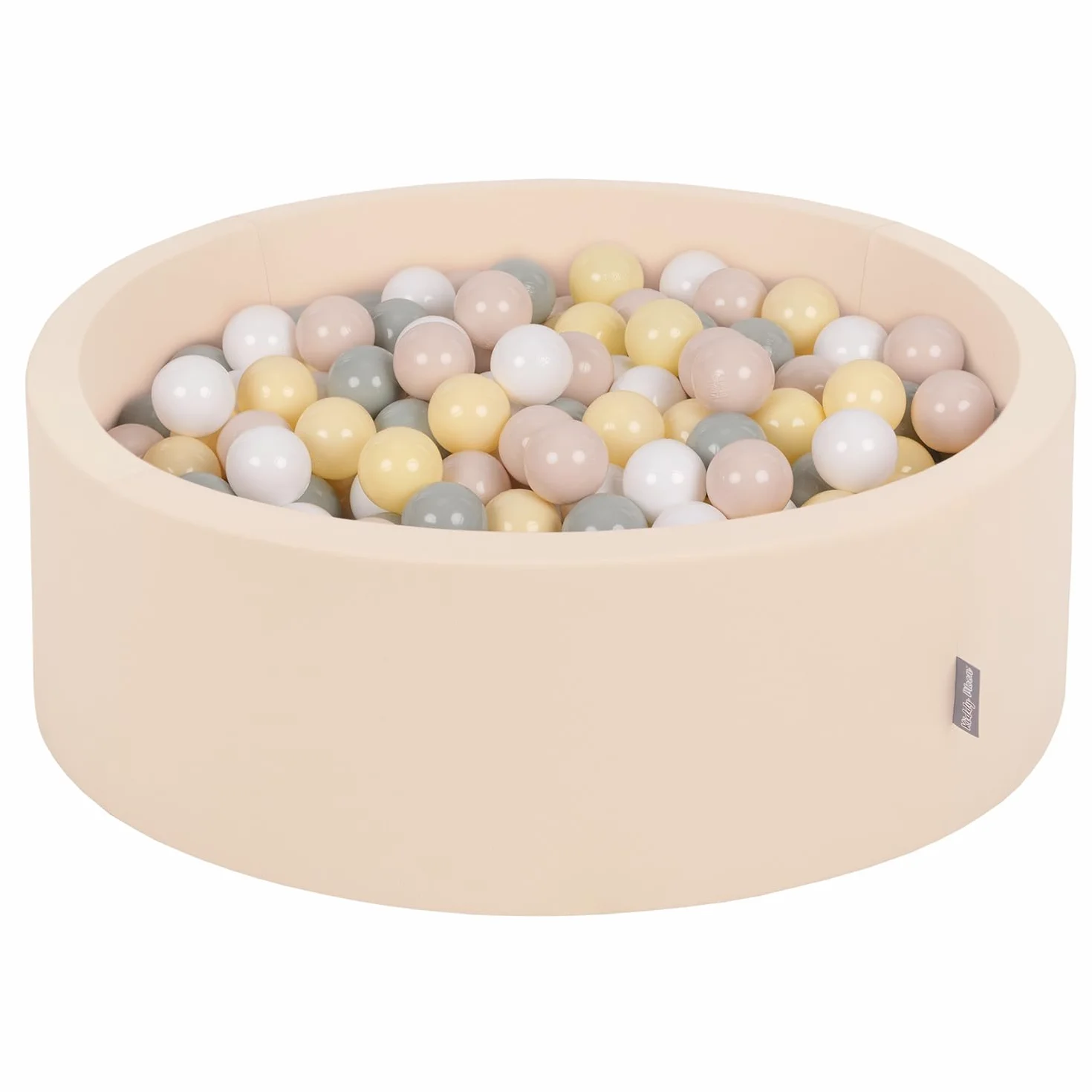 KiddyMoon Fodera con Cerniera per Piscina per Bambini 90X30cm/200 Palline, Beige: Beige Pastello/Verde Grigio/Giallo Pastello/Bianco