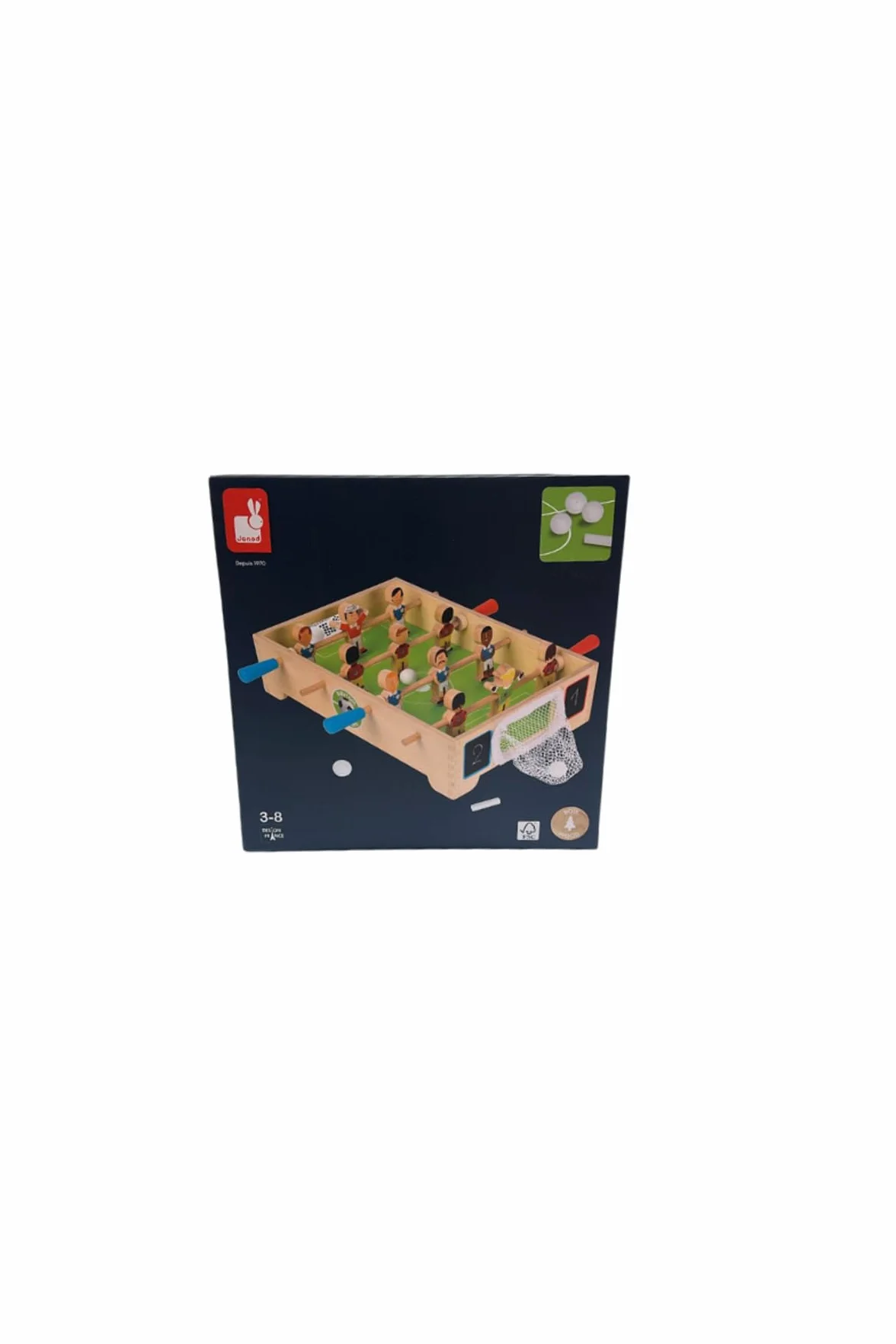 Janod - Mini Calcio da Tavolo in Legno Campioni - A Partire dai 3 Anni, J02070, Multicolore