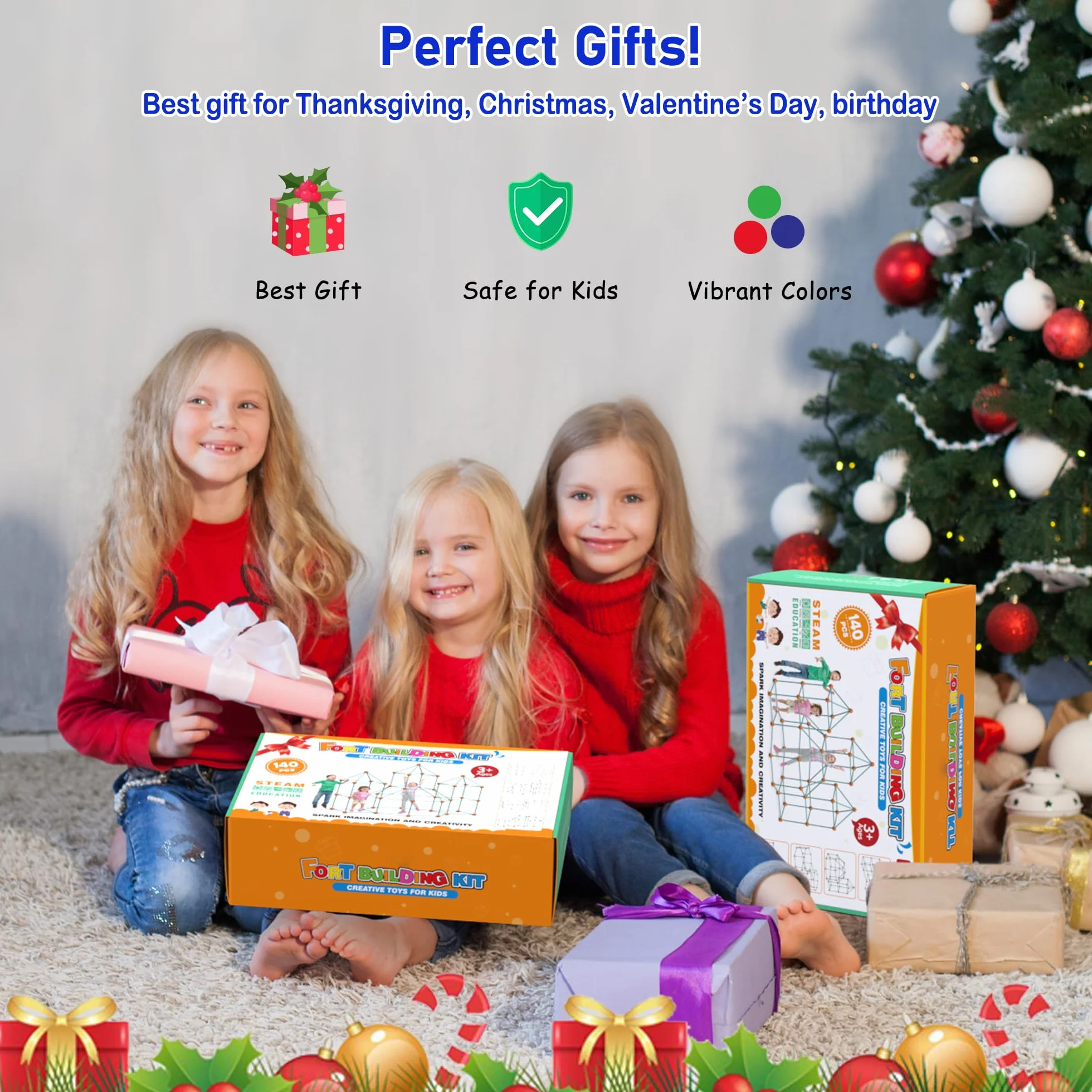 Kit di Costruzione del Forte 140 Pezzi Giocattolo Creativo STEM per Bambini 4+ Anni Ragazzi Ragazze Verde