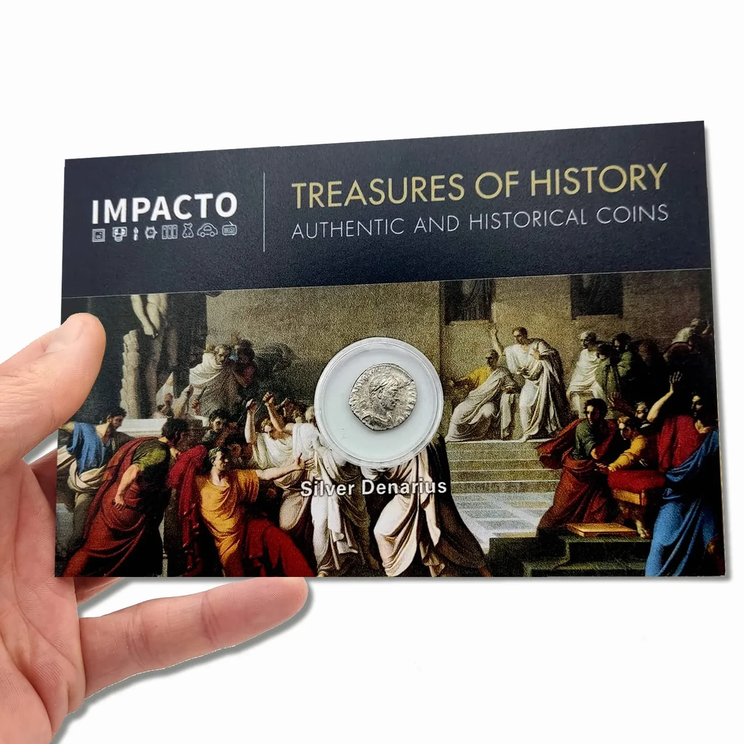 IMPACTO COLECCIONABLES | Autentica Moneta Antica di Roma | Denario d’Argento dell’Impero Romano, la Moneta Che Forgiò Un Impero | Include Certificato di Autenticità