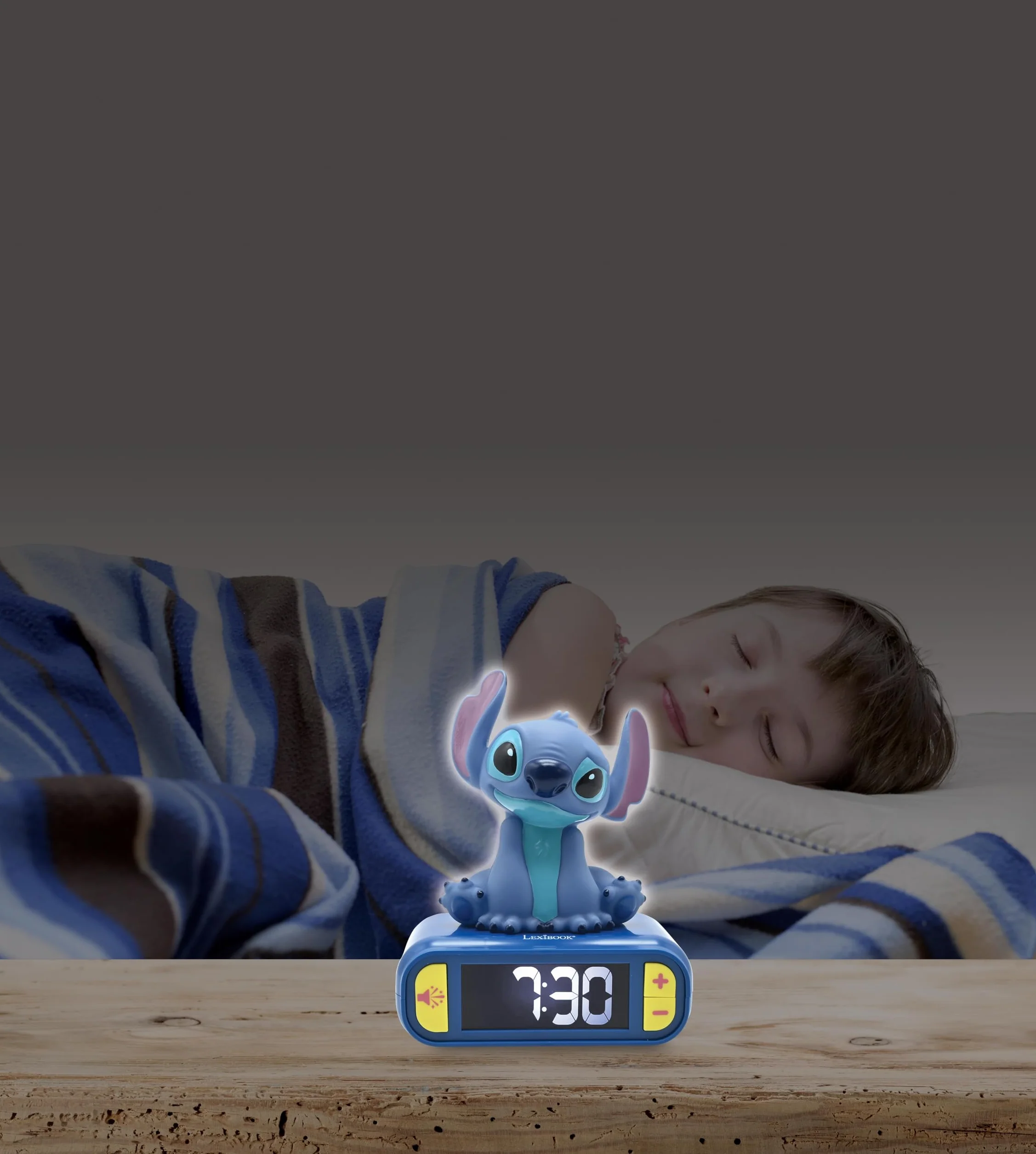 Lexibook, Disney Stitch, Sveglia notturna Stitch, Suoni e melodie, Schermo LCD retroilluminato, Luminoso, Snooze, Blu, RL800DLXB