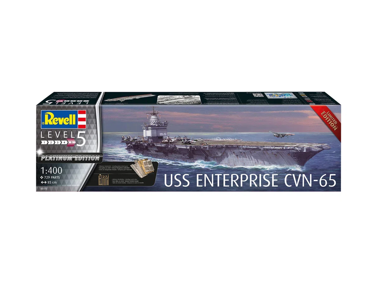 Revell 05173 - Modellino originale fedele della USS Enterprise CVN-65 (Platinum Edition) Level 5 in scala 1:400 per esperti