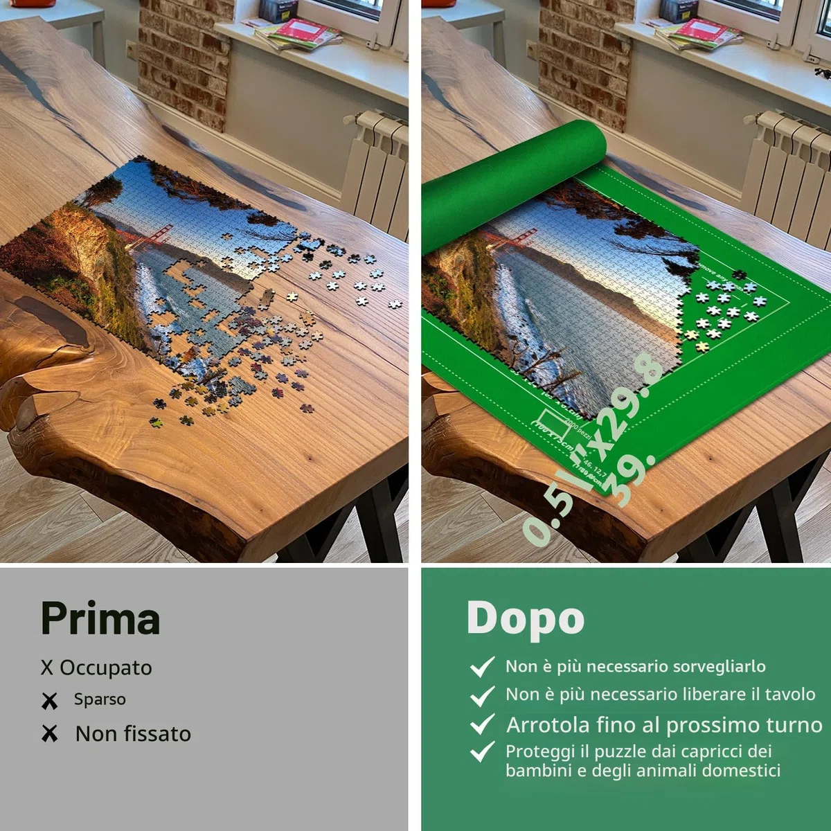 MOZOOSON Tappeto Puzzle Bambini Adulti, Tappetino Puzzle Feltro, Puzzle Pad Roll Up 2000 Pezzi