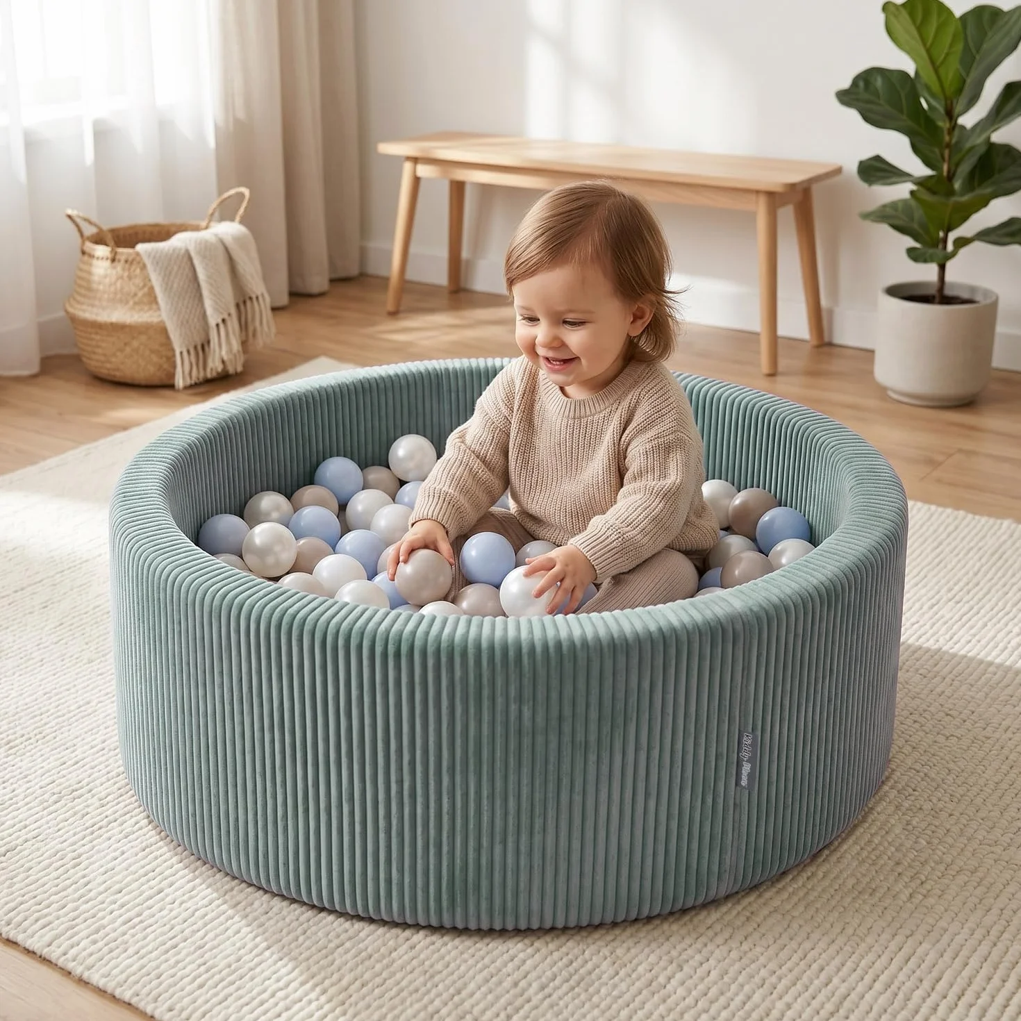 KiddyMoon Piscina Bambini Lavabile 90 X 30 Cm Con 200 Palline, Piscina Con Palline Per Bambini, Gioco Da Interno In Schiuma, Facile Da Pulire