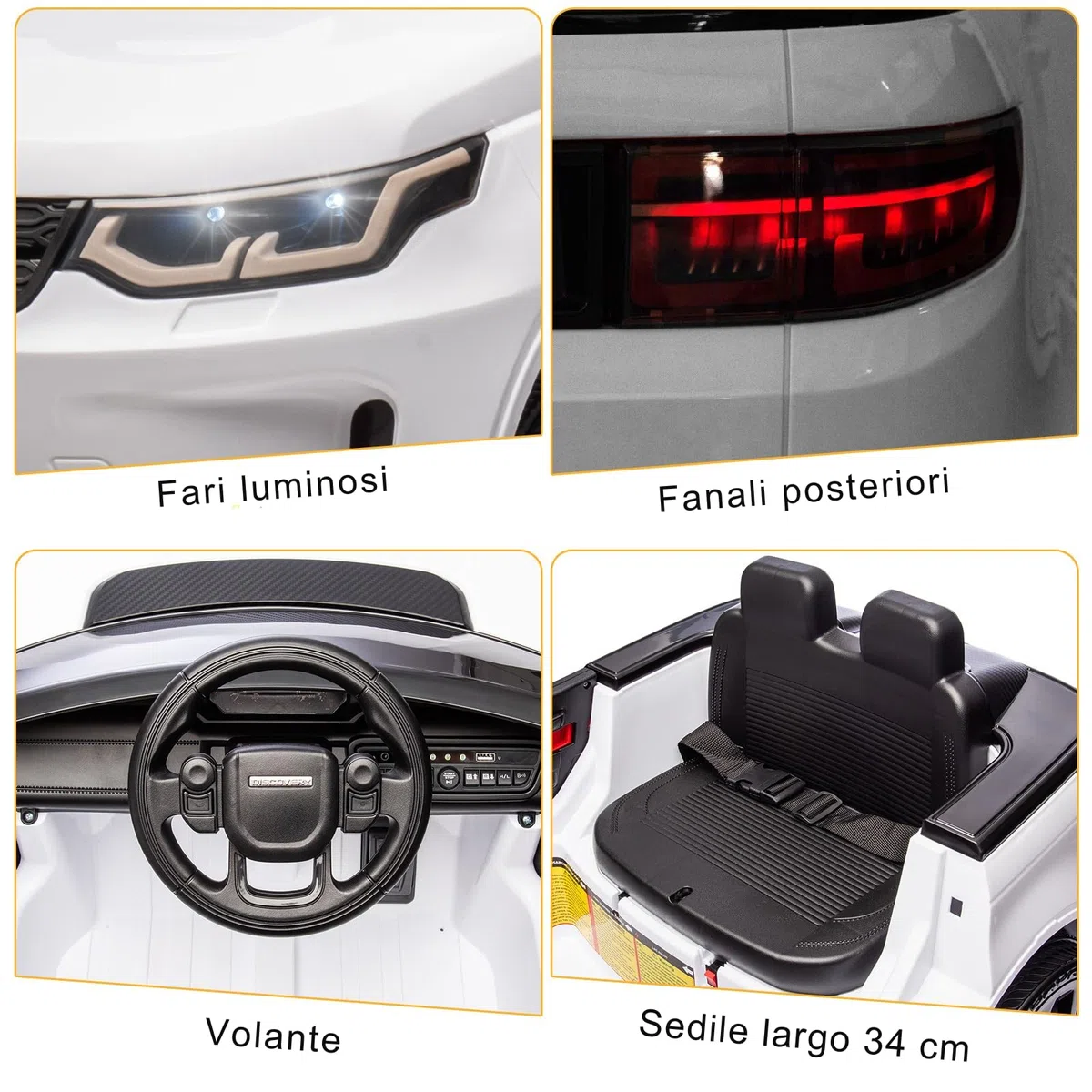 LALAHO Mcchina Elettrica Per Bambini LAND ROVER Discovery Sport 12V con Doppi Motori, 3-5km/h Auto Elettrica per Bambini 3-5 Anni, Sospensioni, MP3, Telecomando (Bianco)