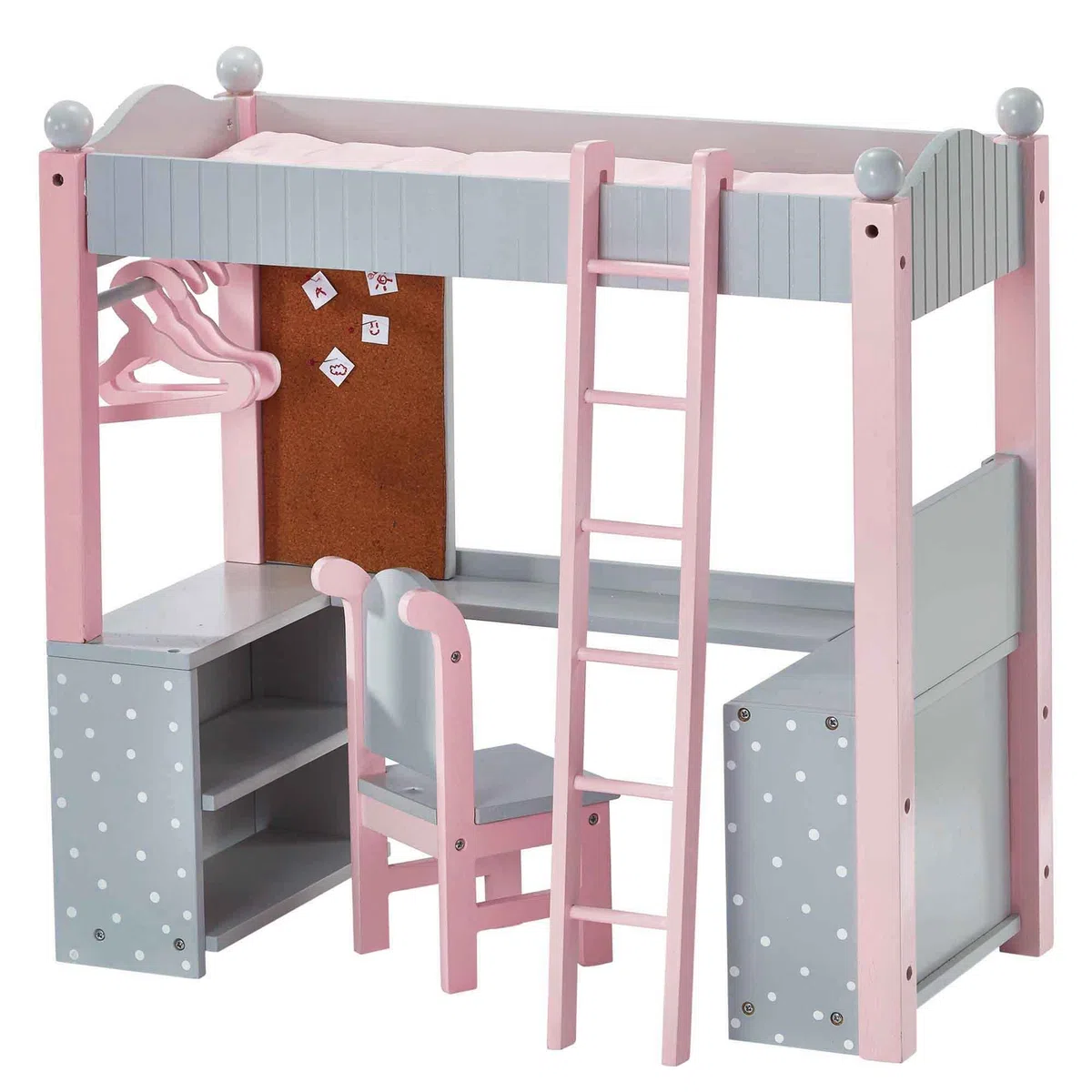 Letto a Castello e scrittoio Legno per Bambole da 40 cm Olivias World TD-0204AG