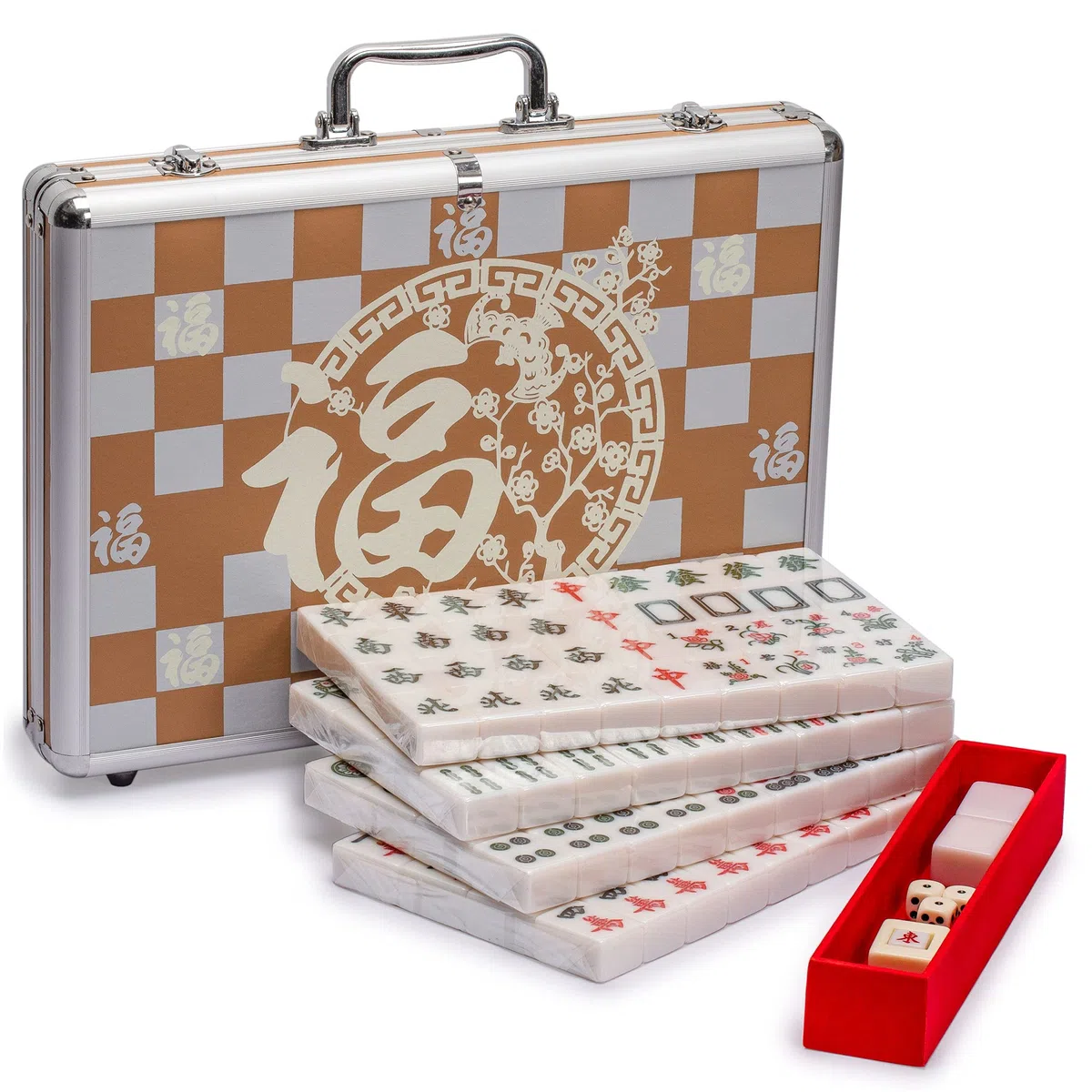 Yellow Mountain Imports Chinese Mahjong Game Set with Aluminum Case 146 Tiles