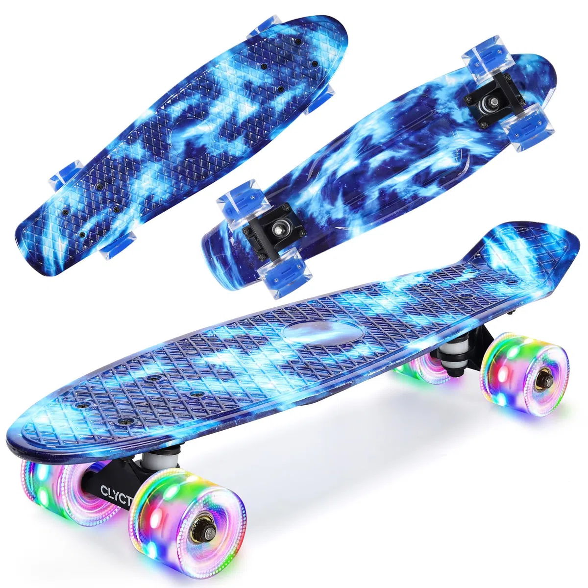 CLYCTIP Skateboard completo da 55,9 cm con ruote lampeggianti colorate e cuscinetti ABEC-11 per bambini, ragazzi, ragazze, principianti
