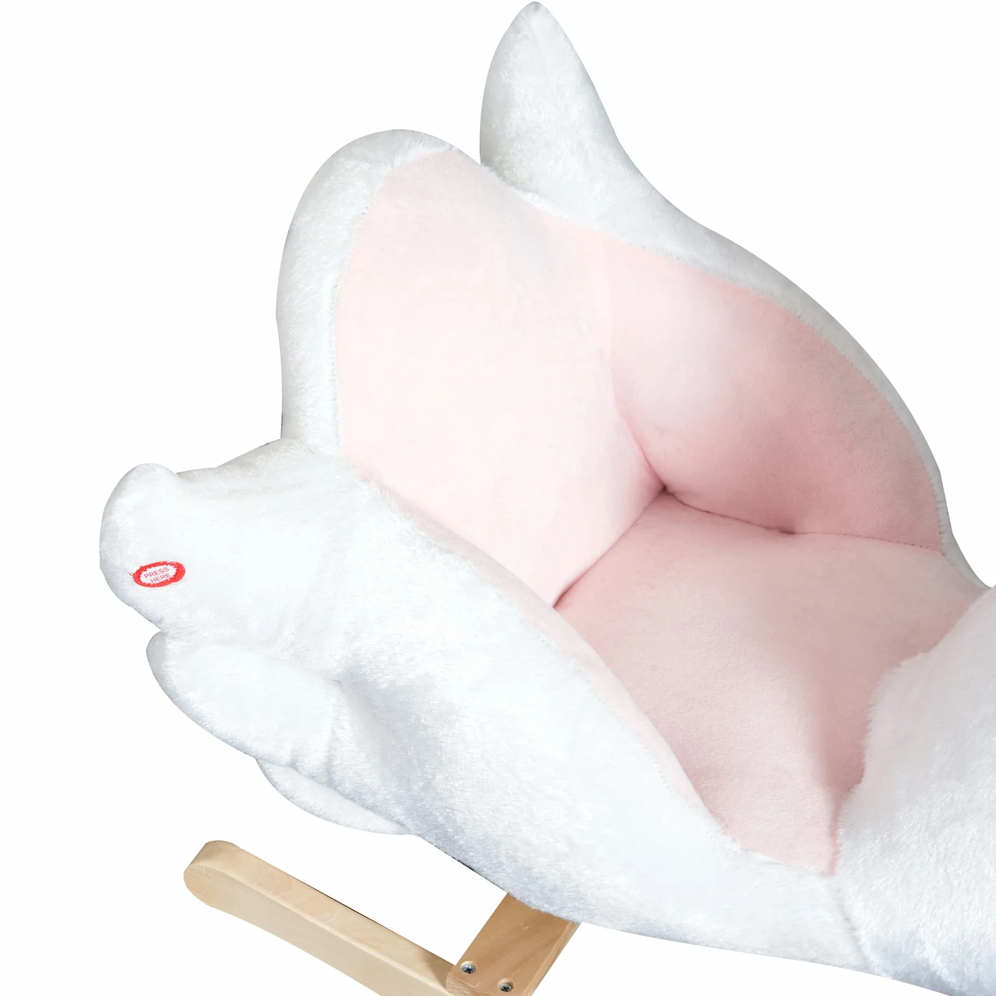 HOMCOM Cavallo a Dondolo a Forma di Cigno con Musica, Cavalluccio a Dondolo con Struttura in Metallo e Legno, Rivestimento Peluche, 60x40x57cm, Bianco