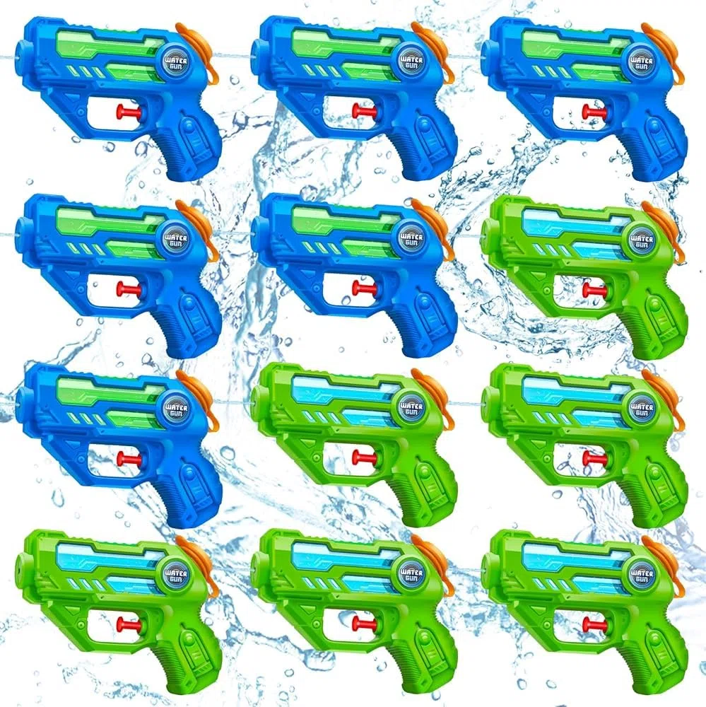 12 Pack Mini Pistola Acqua per Bambini_Pistole Acqua con Gittata 7m/23ft, Giochi Acqua Estivi per Giardino, Spiaggia, Feste Familiari, Regali per Pasqua, per Bambini 3-6 Anni Ragazzi e Ragazze